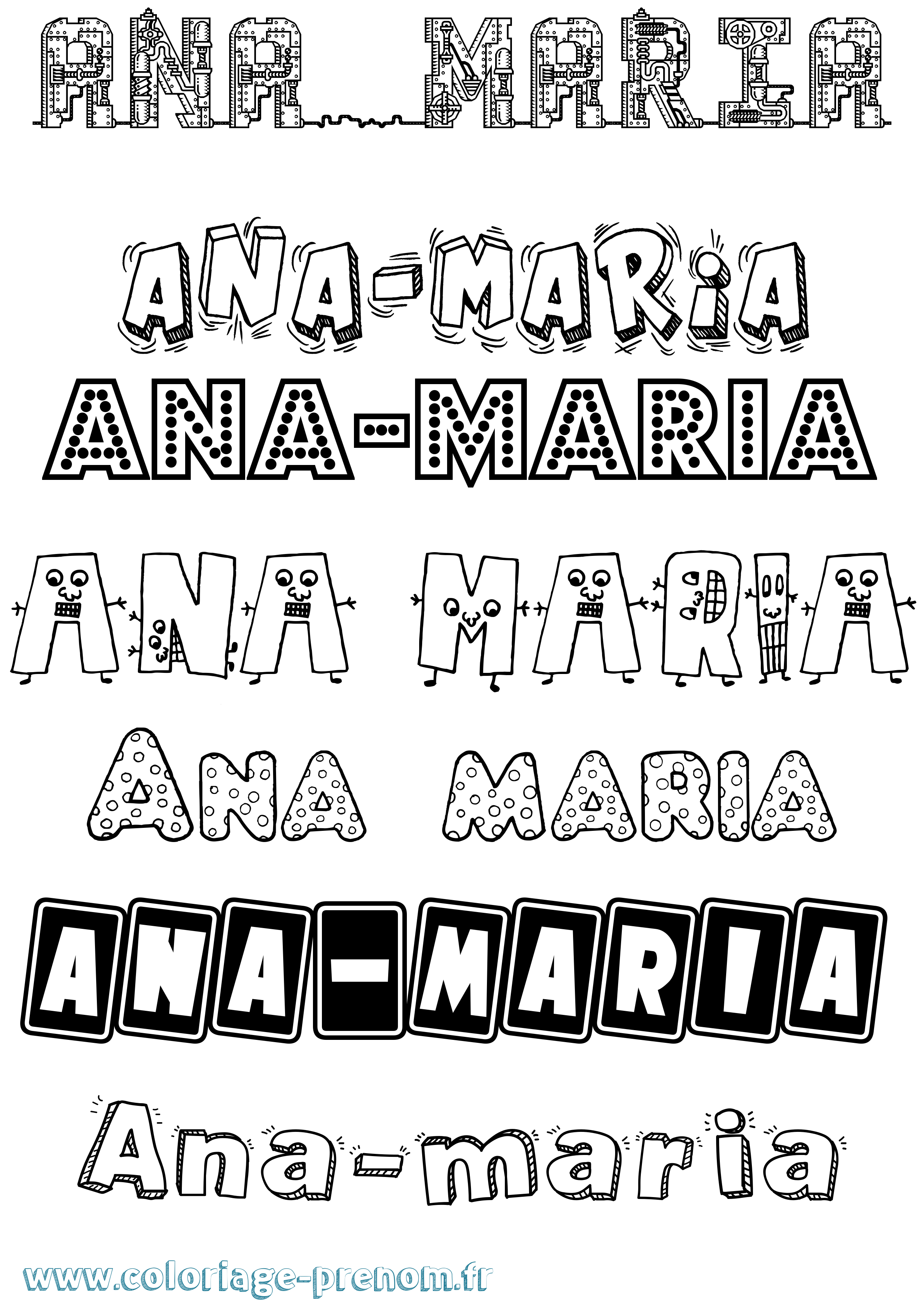Coloriage prénom Ana-Maria Fun