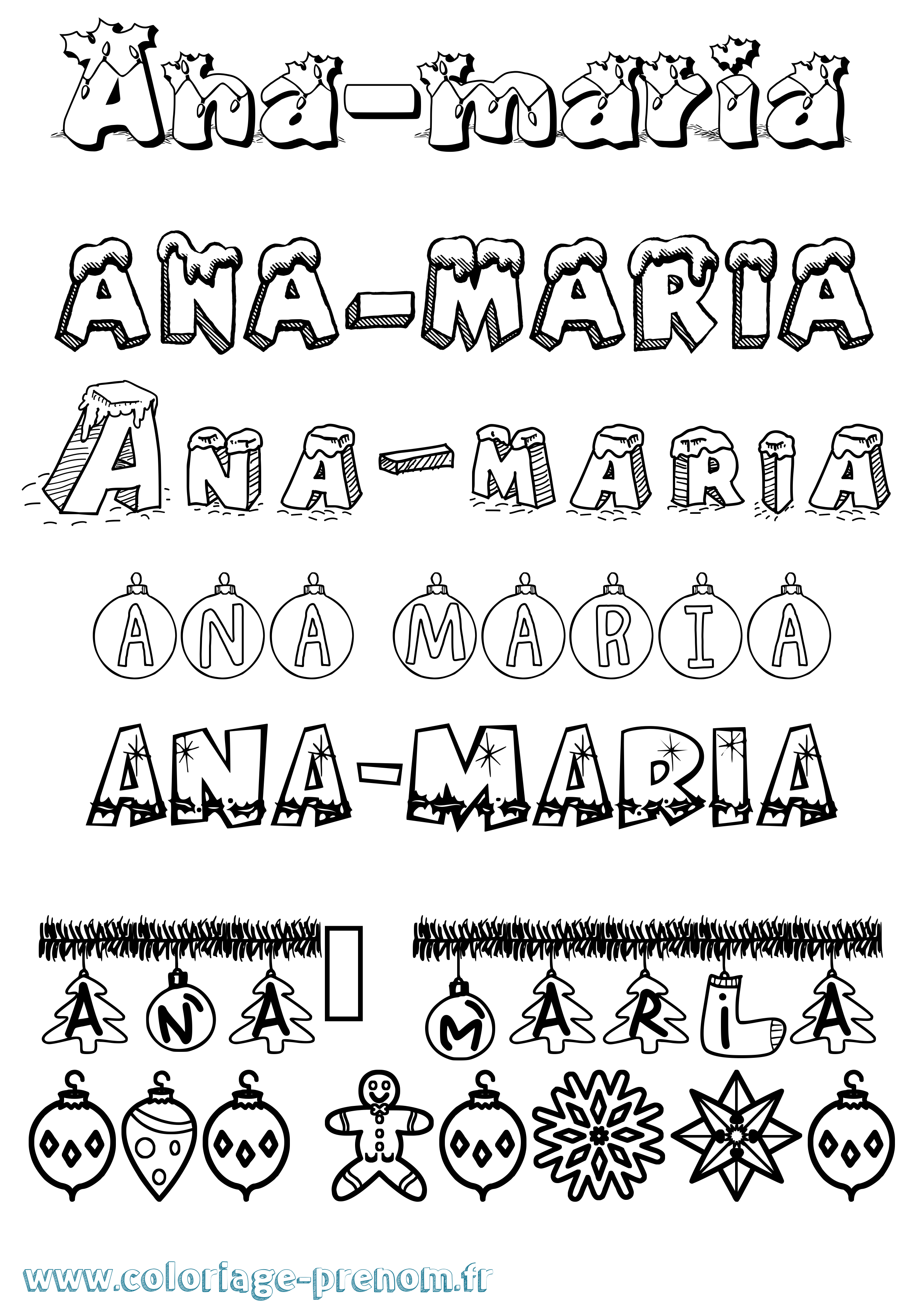 Coloriage prénom Ana-Maria Noël
