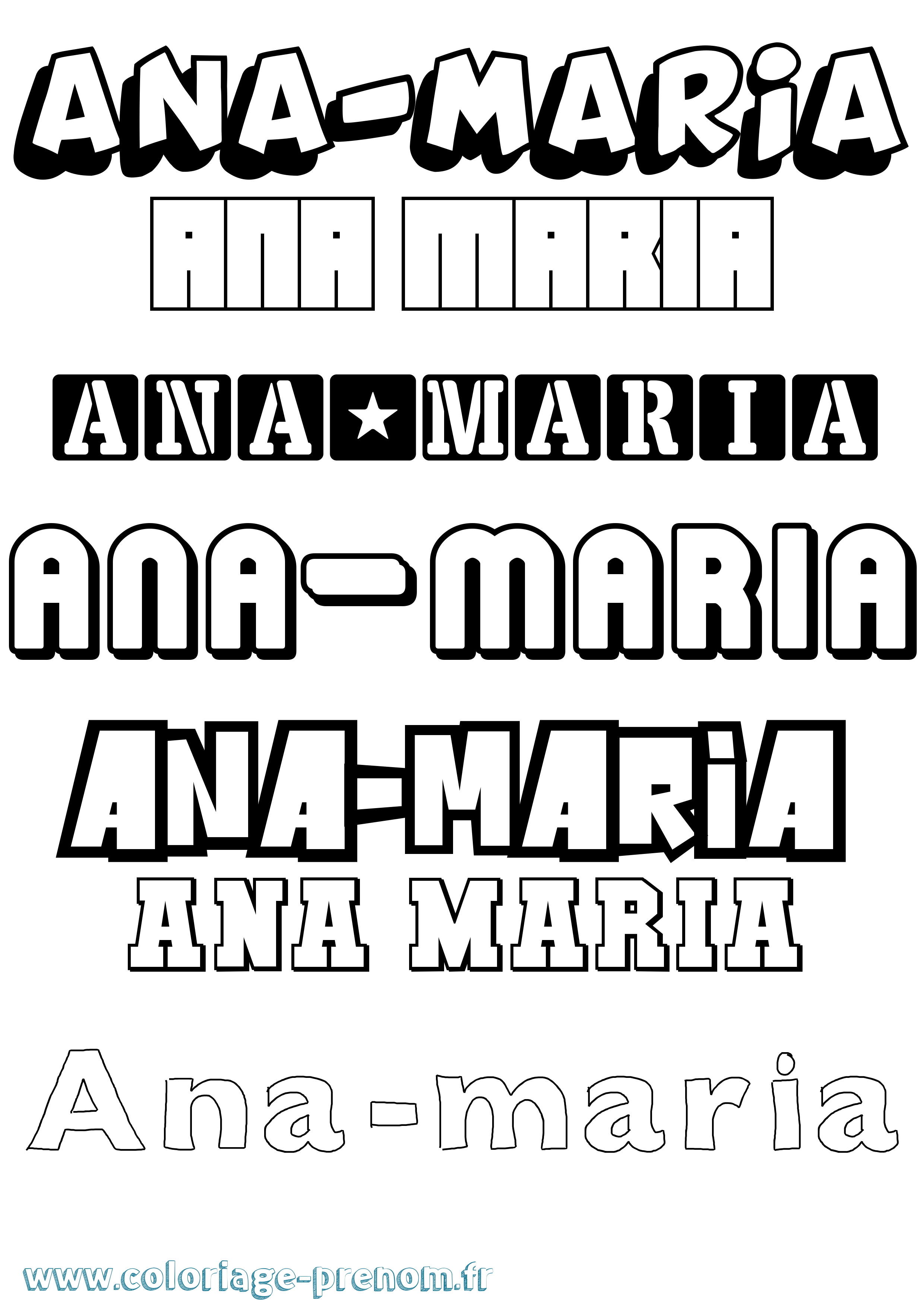 Coloriage prénom Ana-Maria Simple