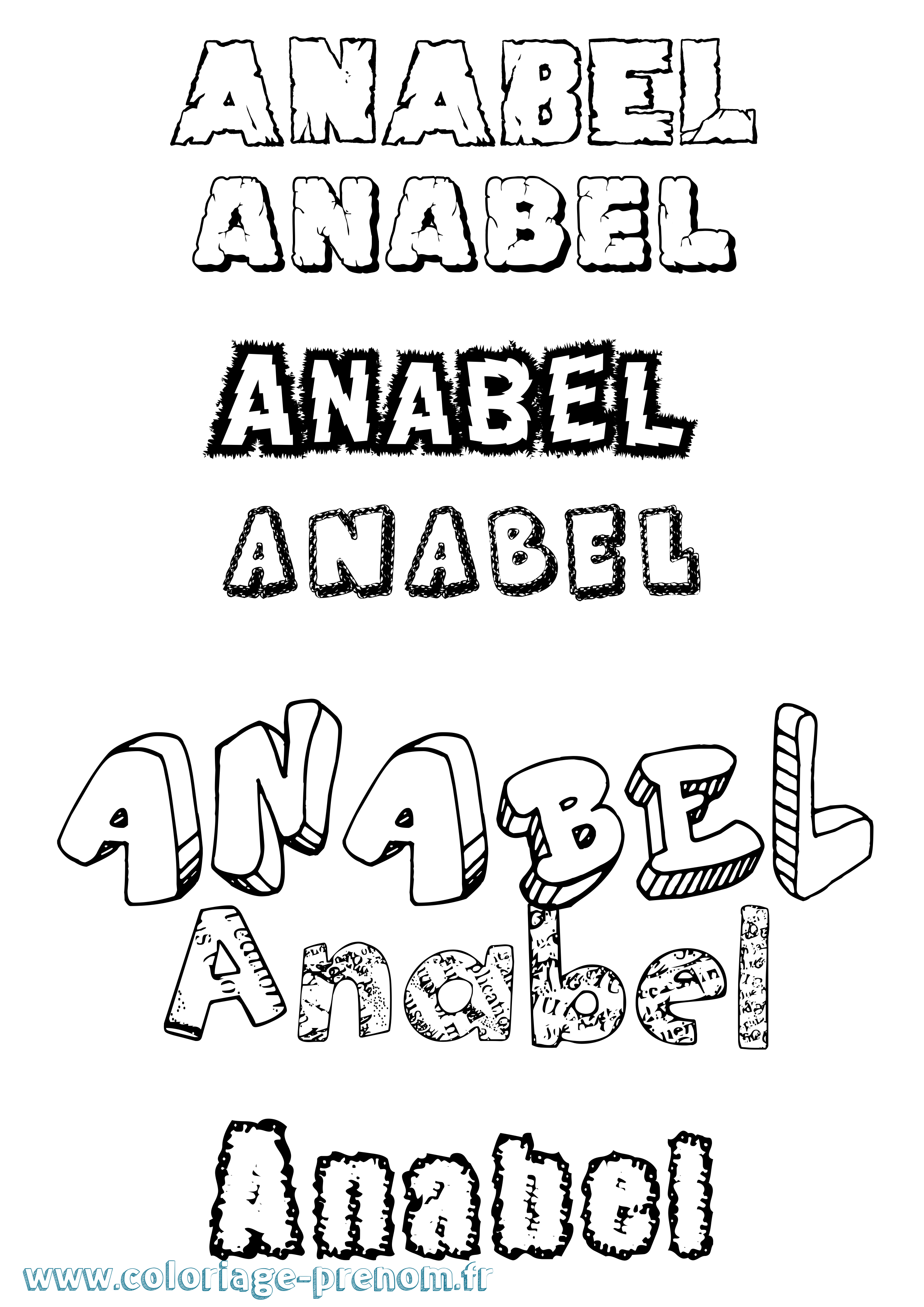 Coloriage prénom Anabel Destructuré