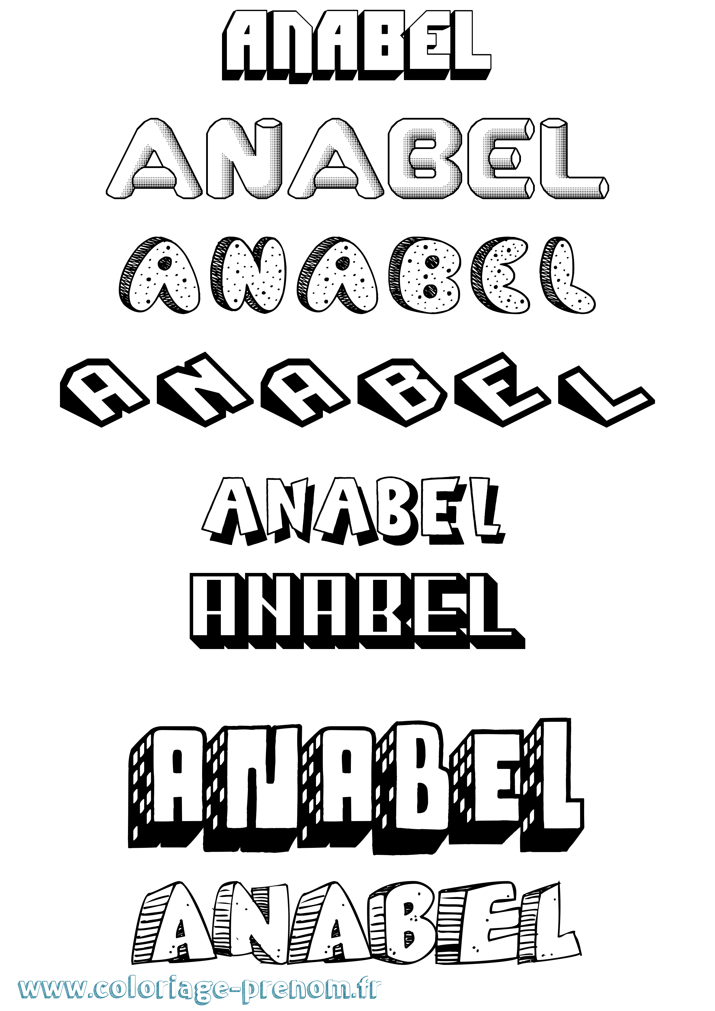 Coloriage prénom Anabel Effet 3D