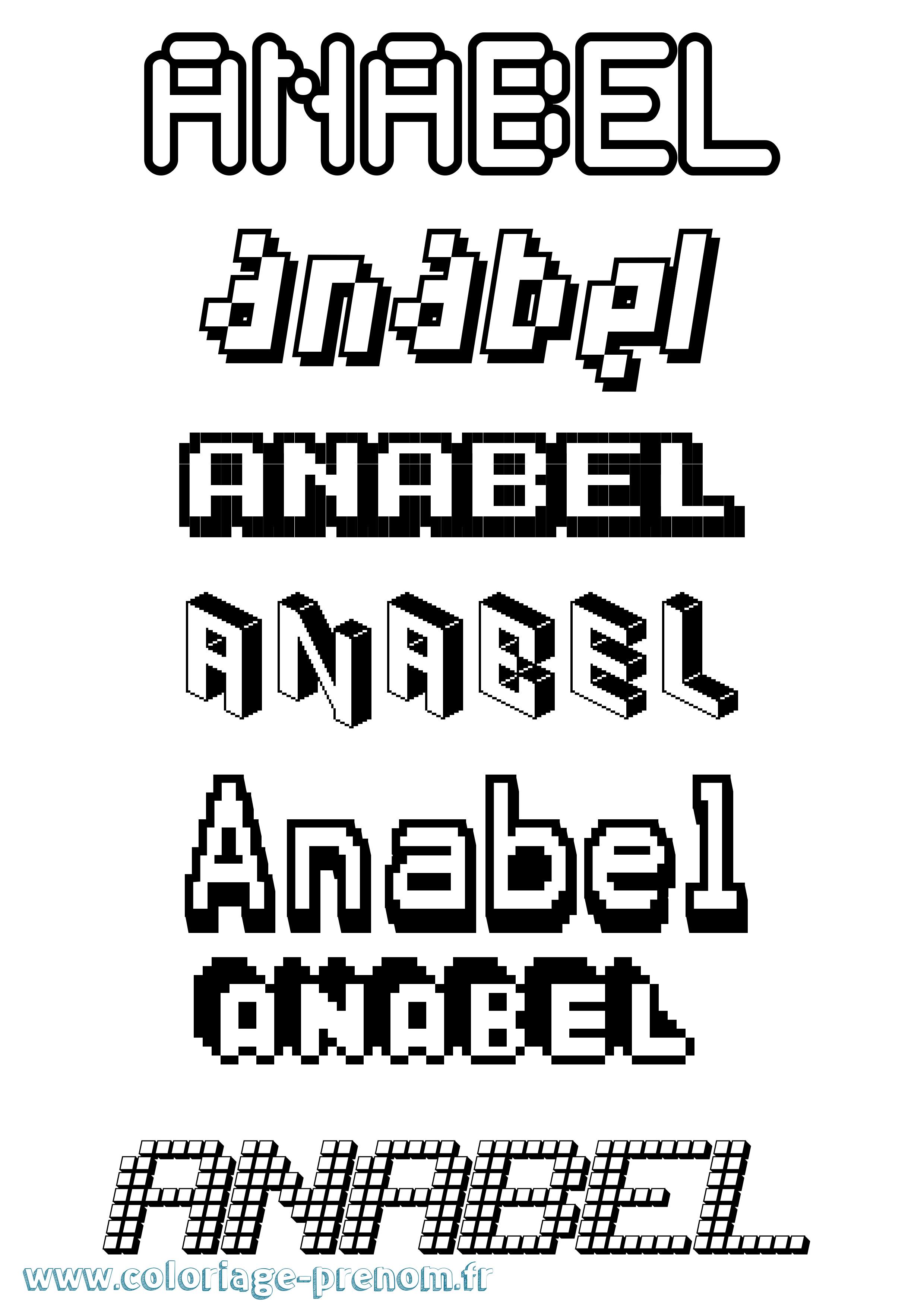Coloriage prénom Anabel Pixel