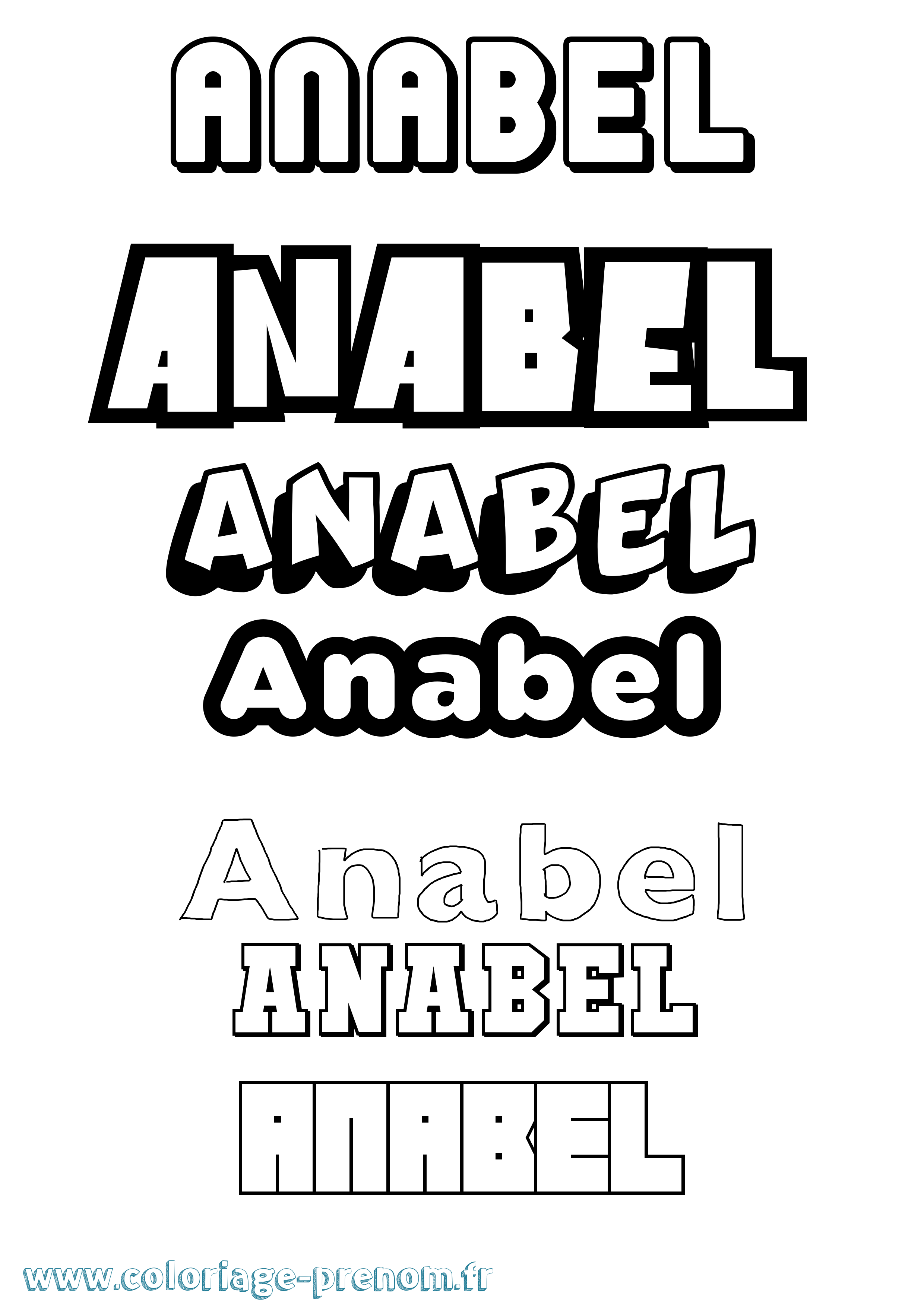 Coloriage prénom Anabel Simple