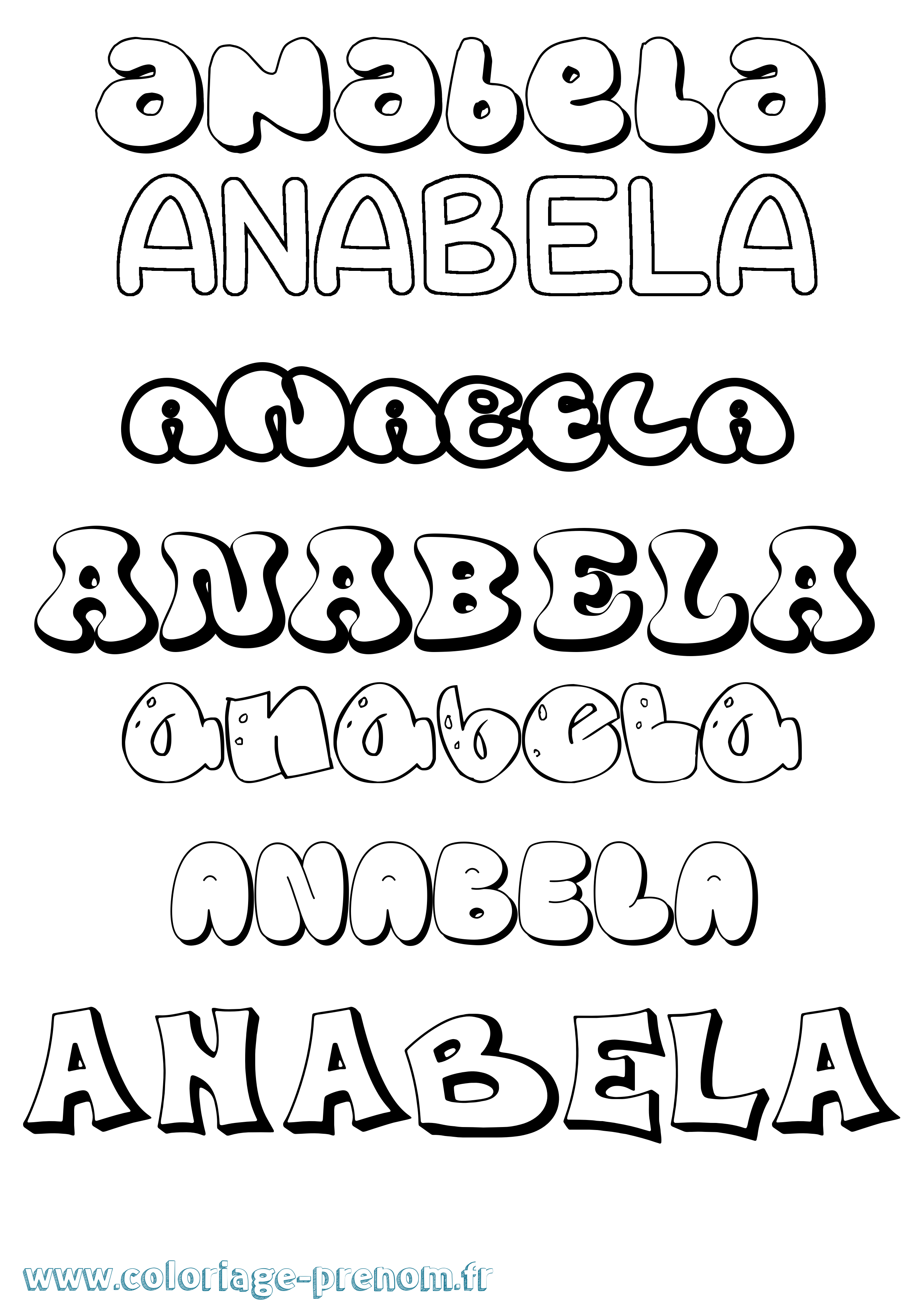 Coloriage prénom Anabela Bubble