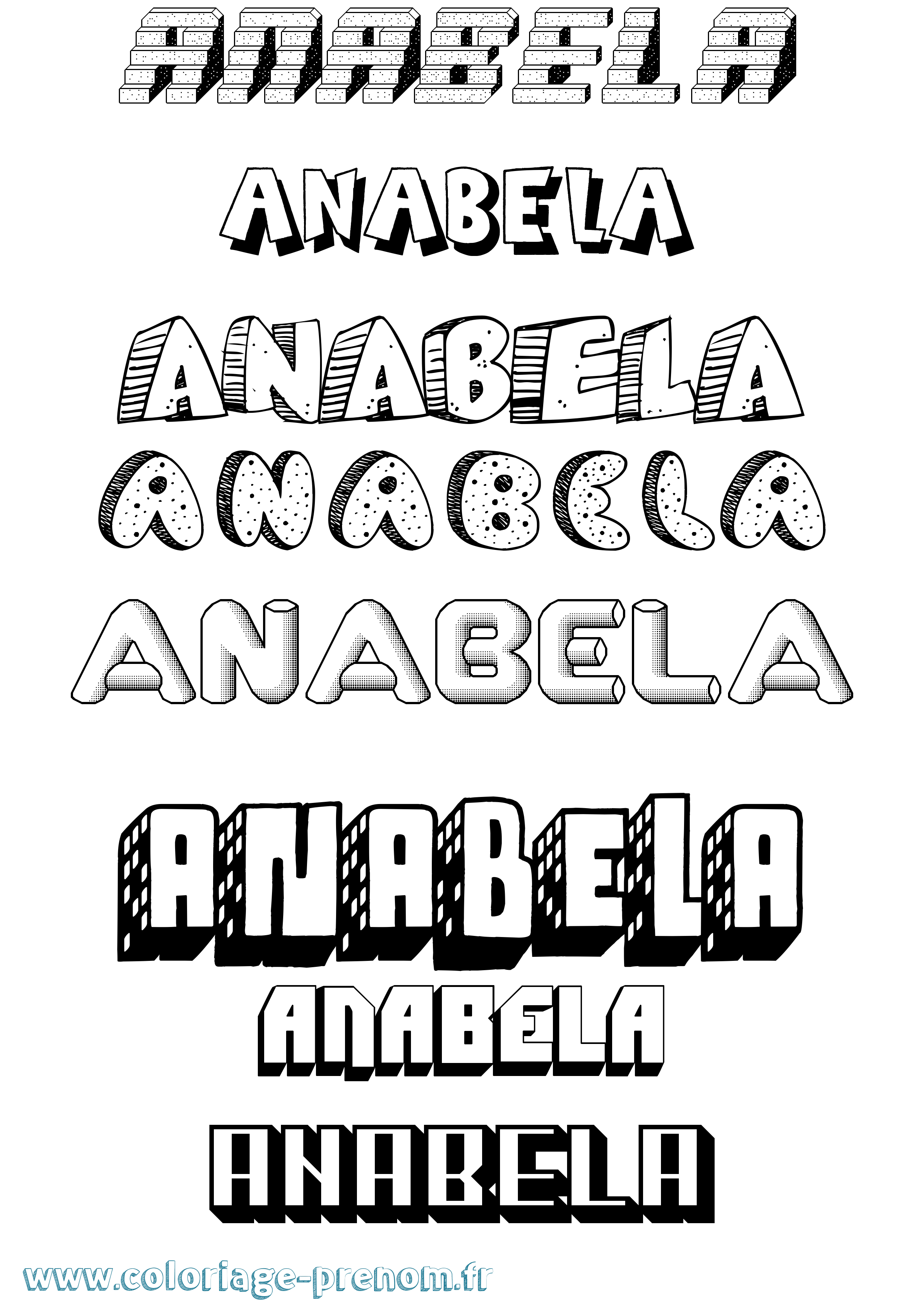 Coloriage prénom Anabela Effet 3D