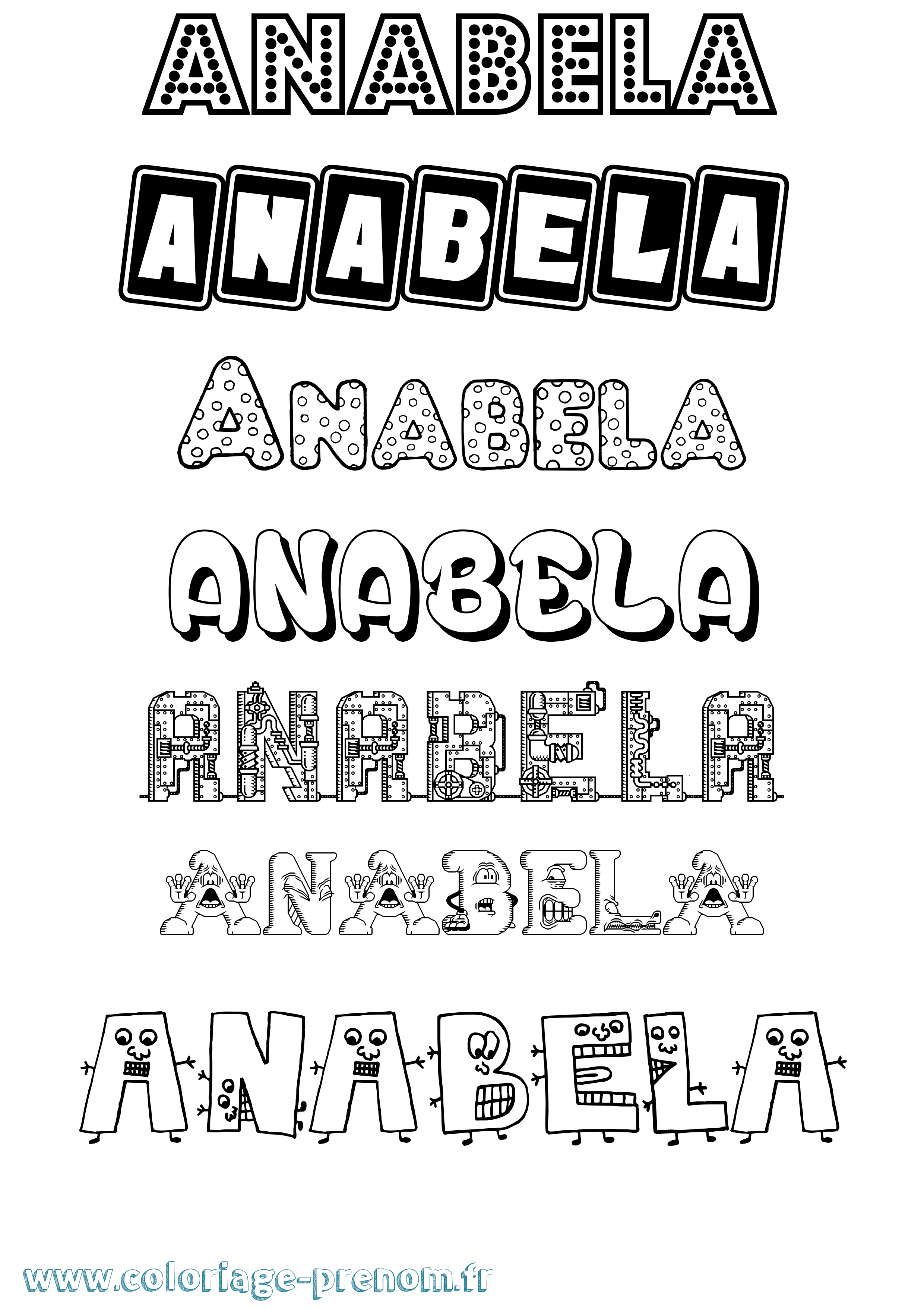 Coloriage prénom Anabela Fun