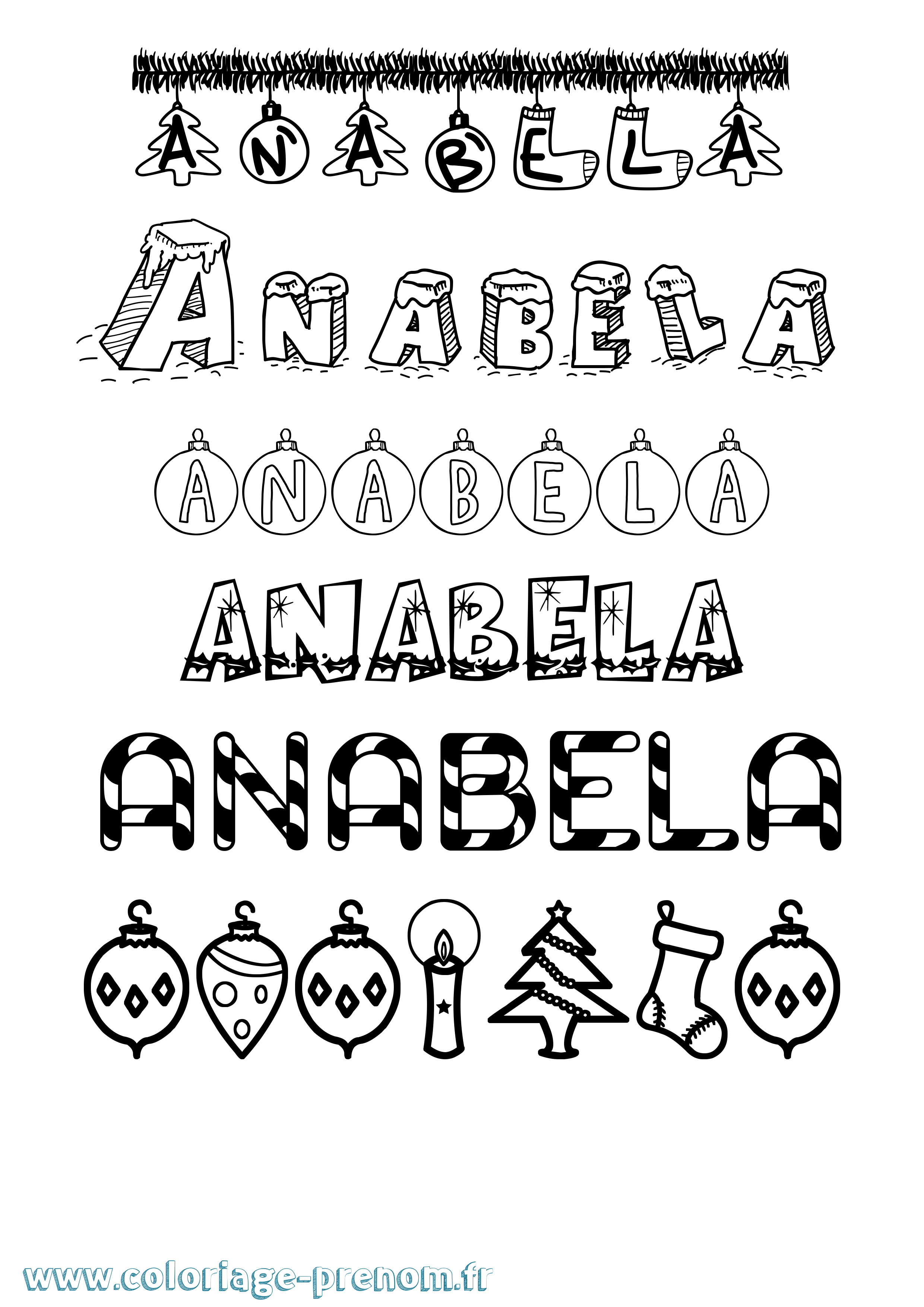 Coloriage prénom Anabela Noël