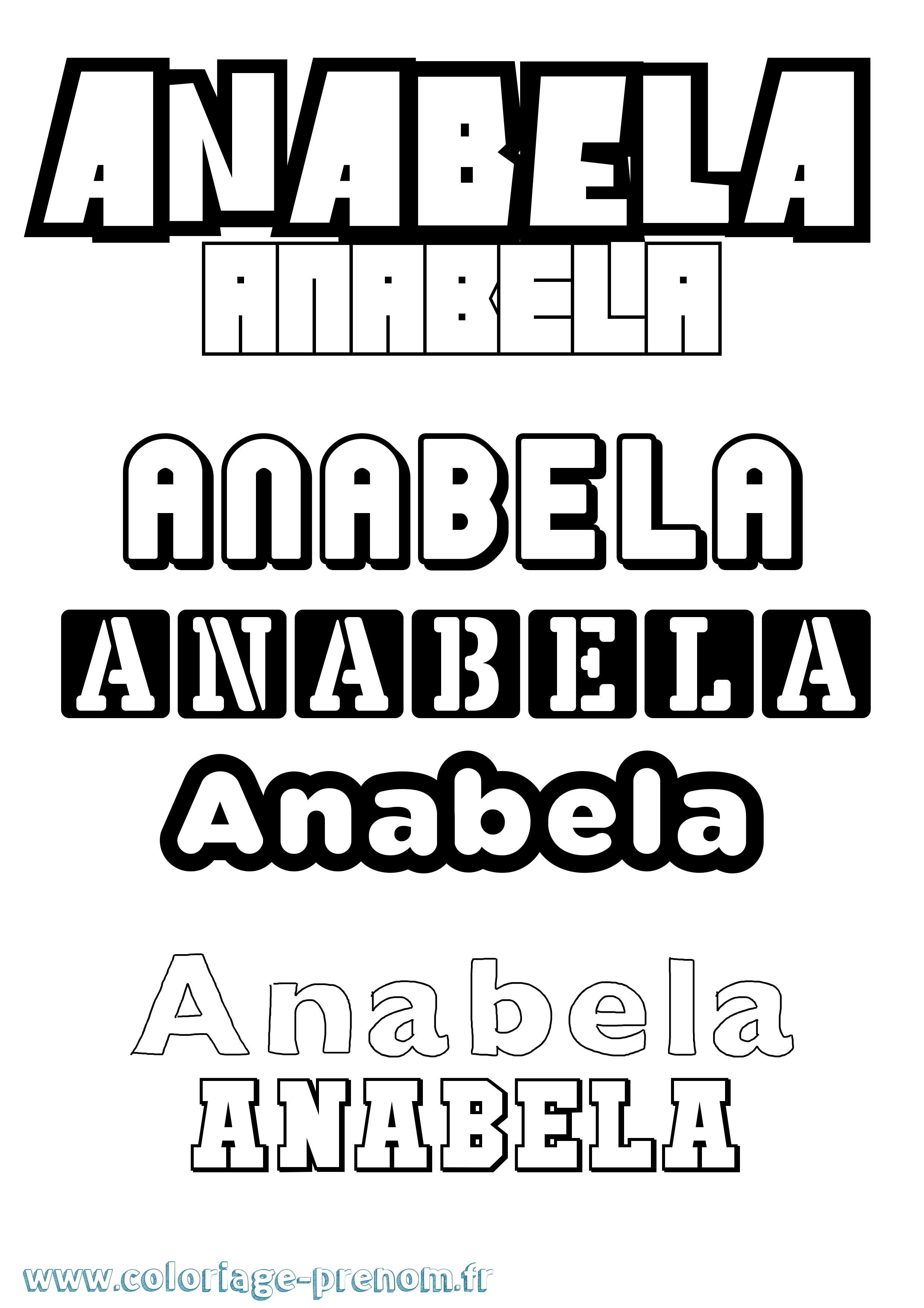 Coloriage prénom Anabela Simple