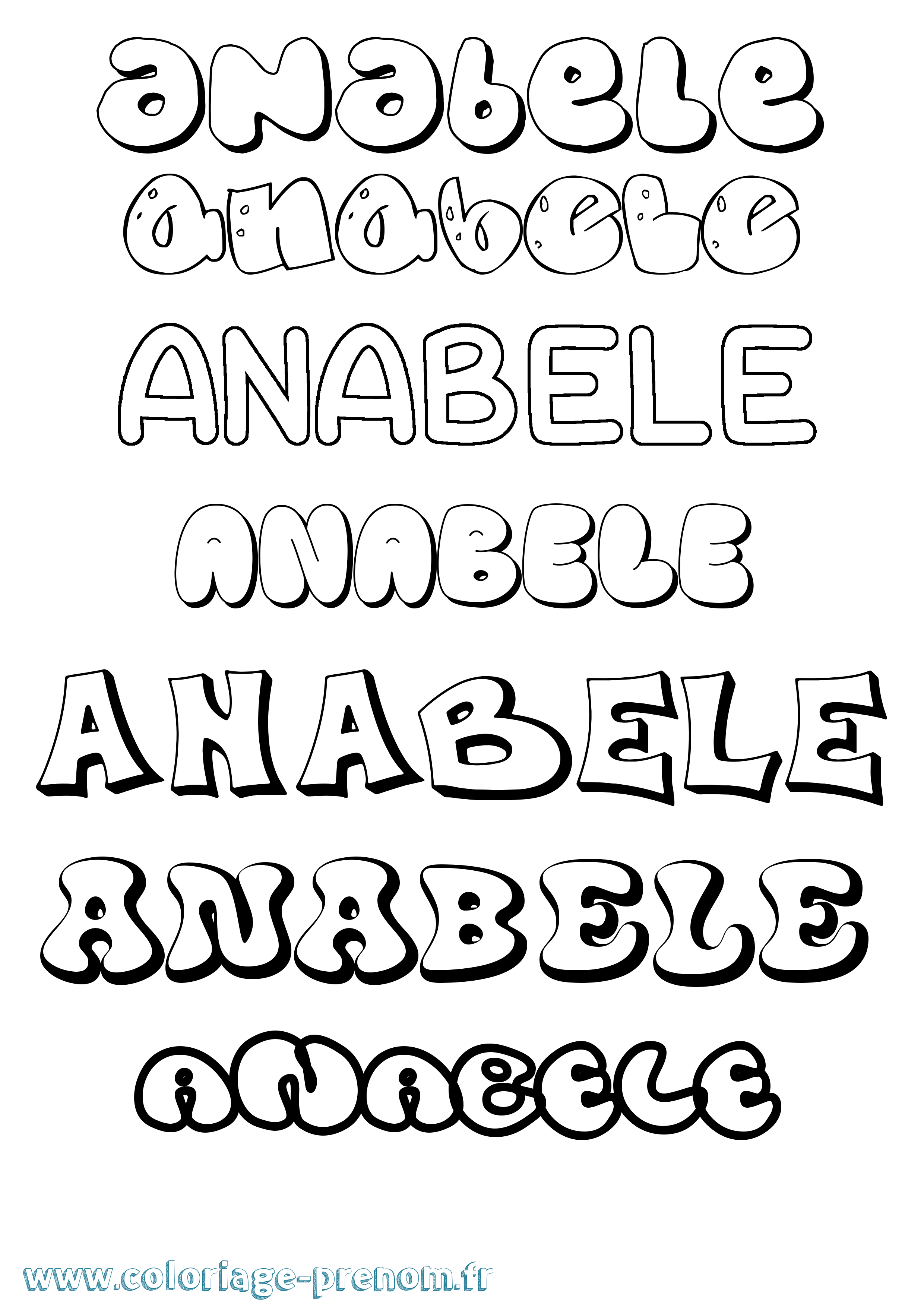 Coloriage prénom Anabele Bubble