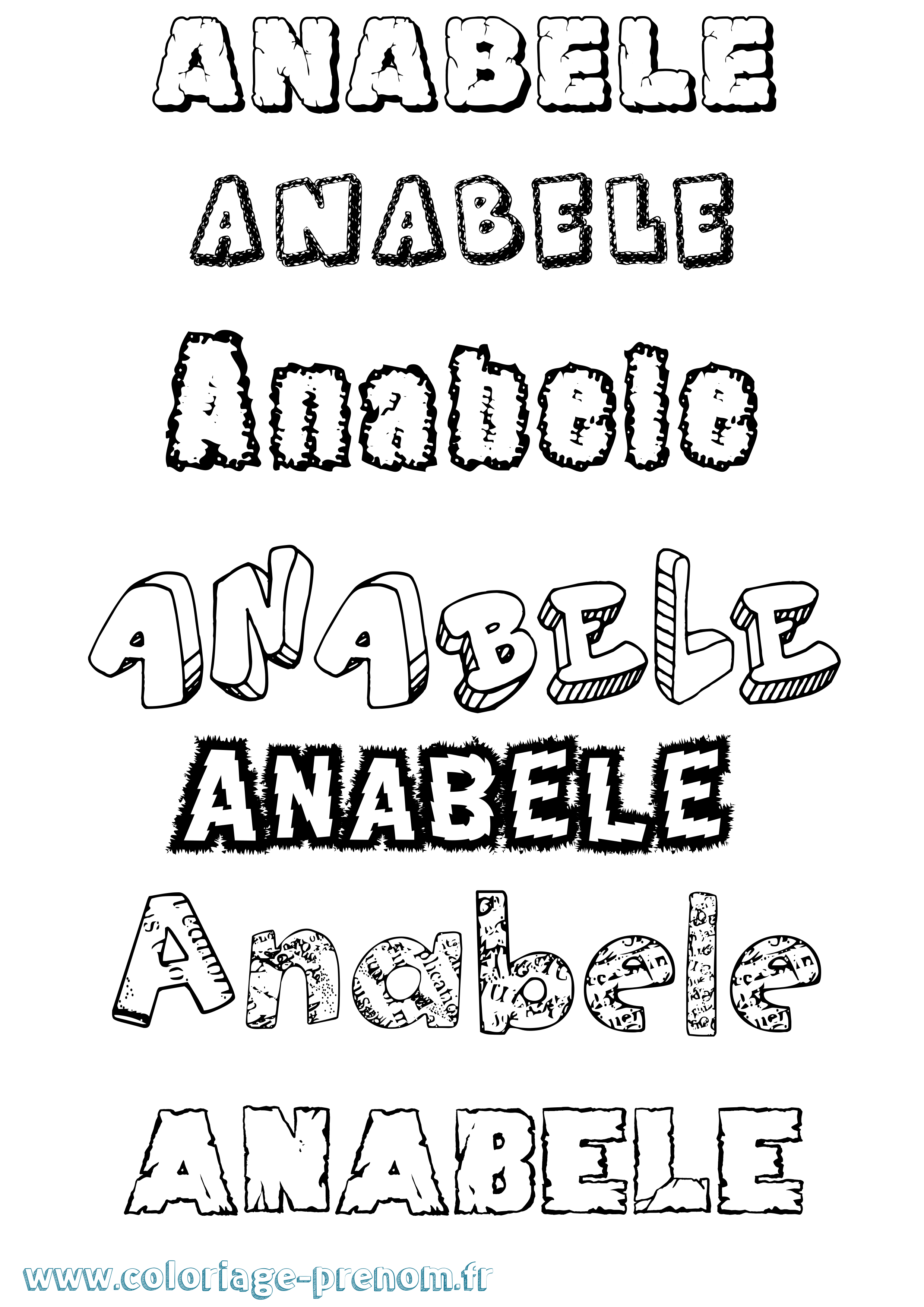 Coloriage prénom Anabele Destructuré