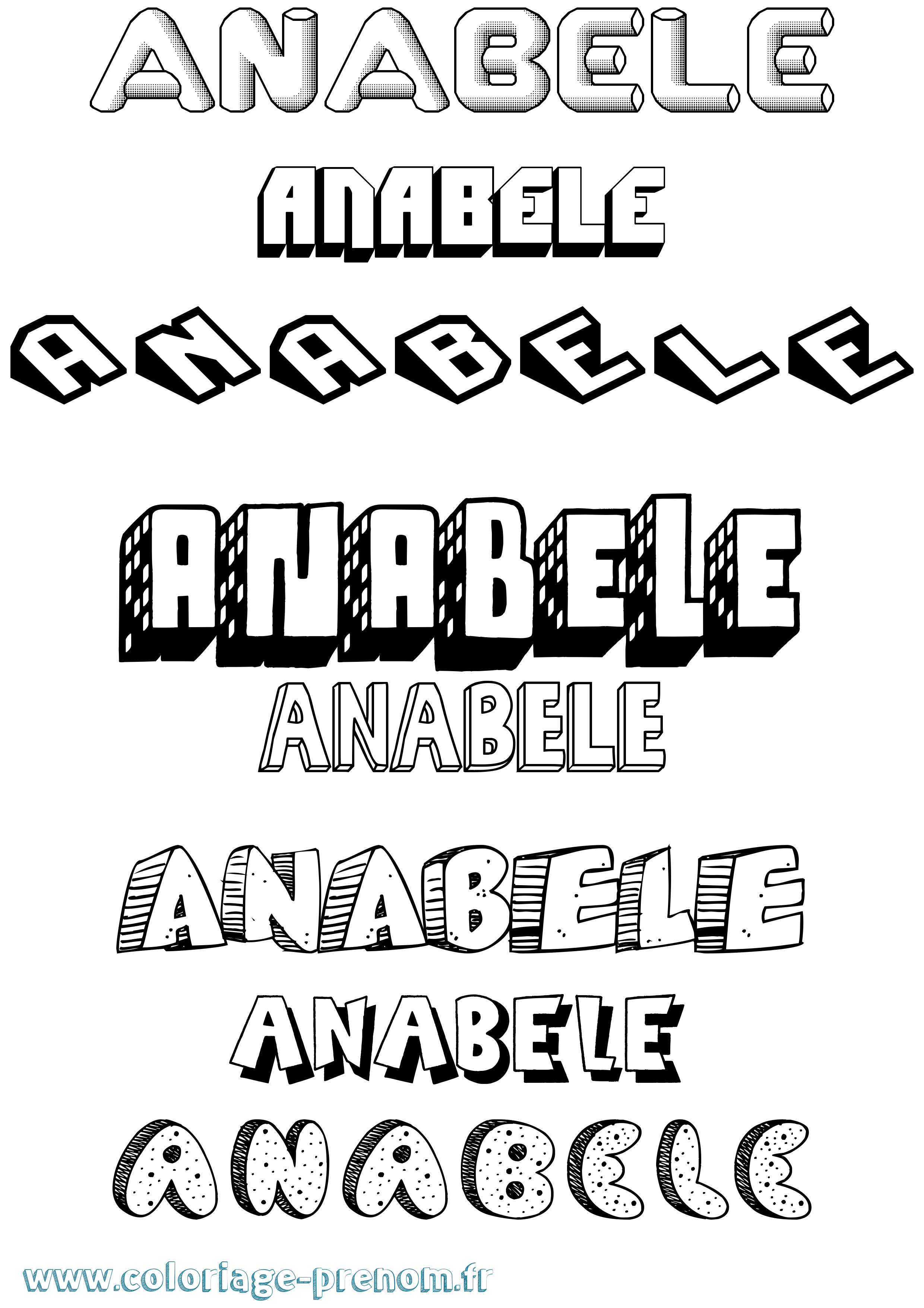 Coloriage prénom Anabele Effet 3D