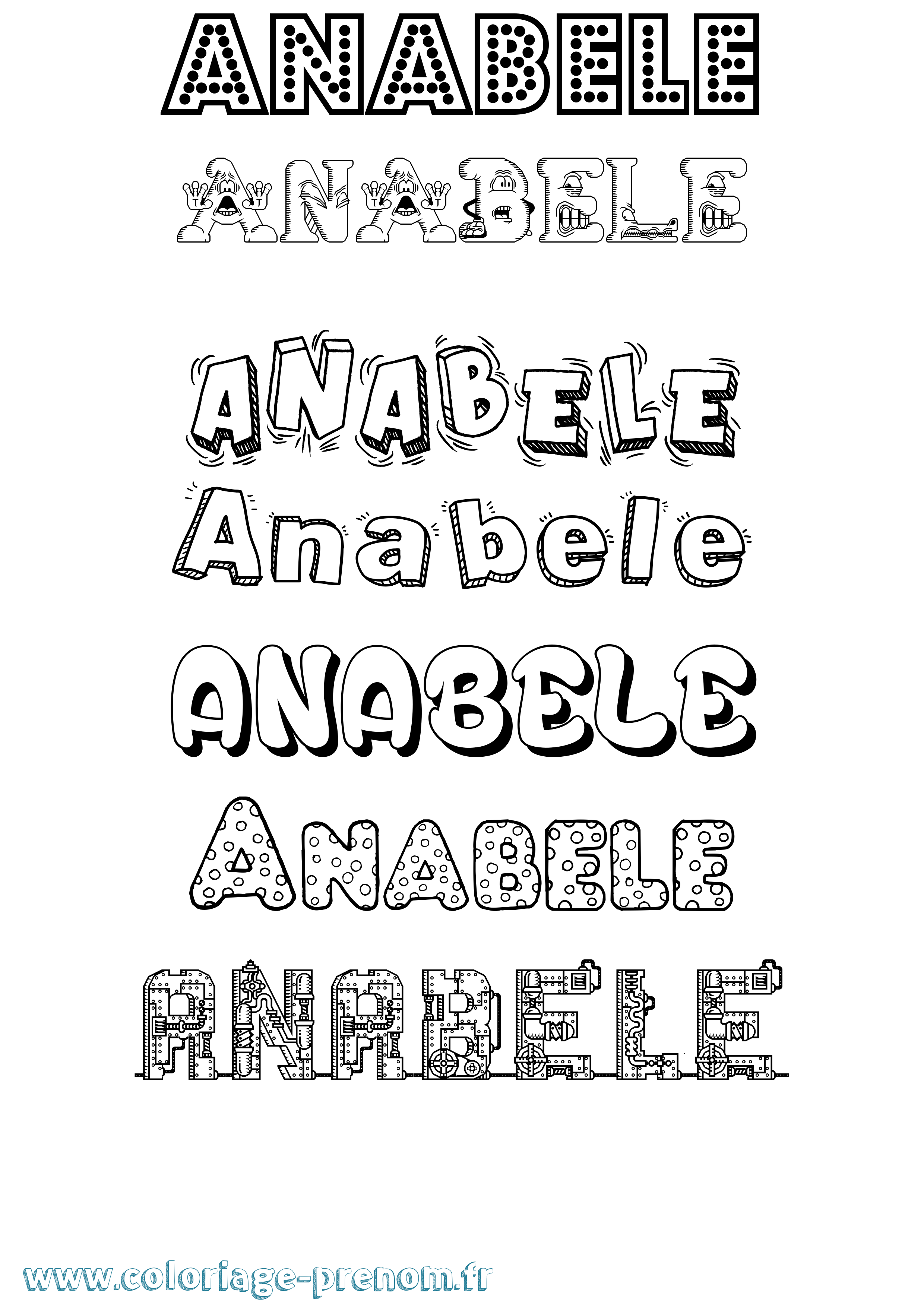 Coloriage prénom Anabele Fun
