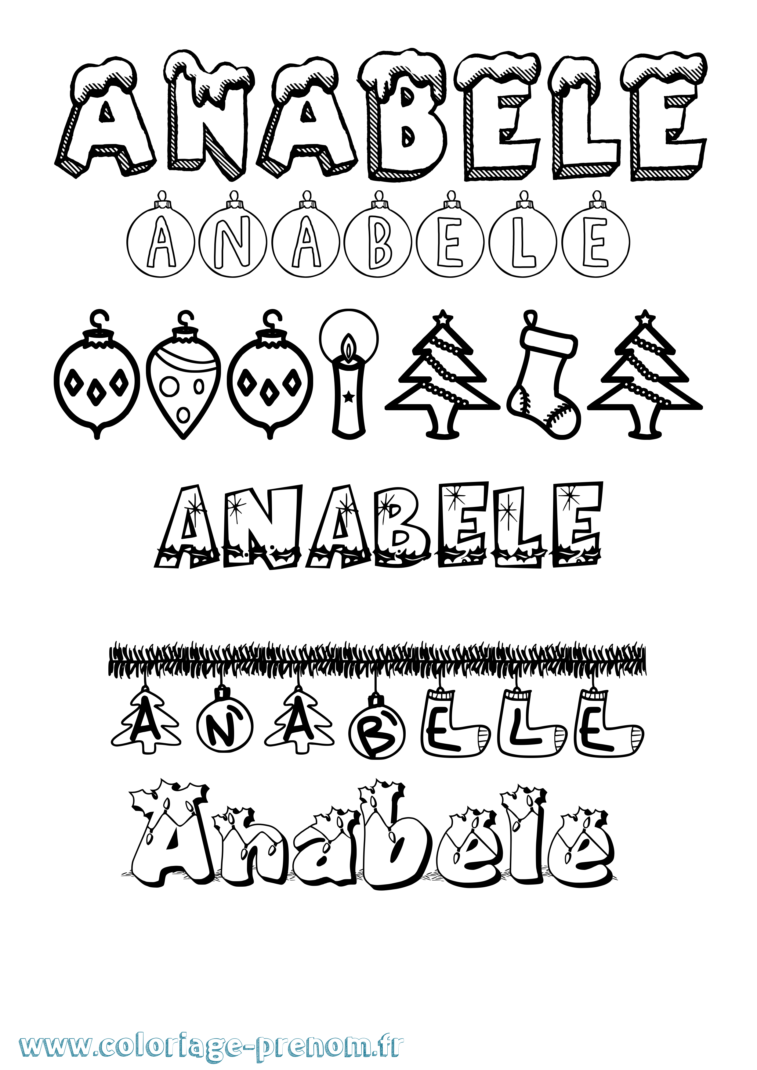 Coloriage prénom Anabele Noël