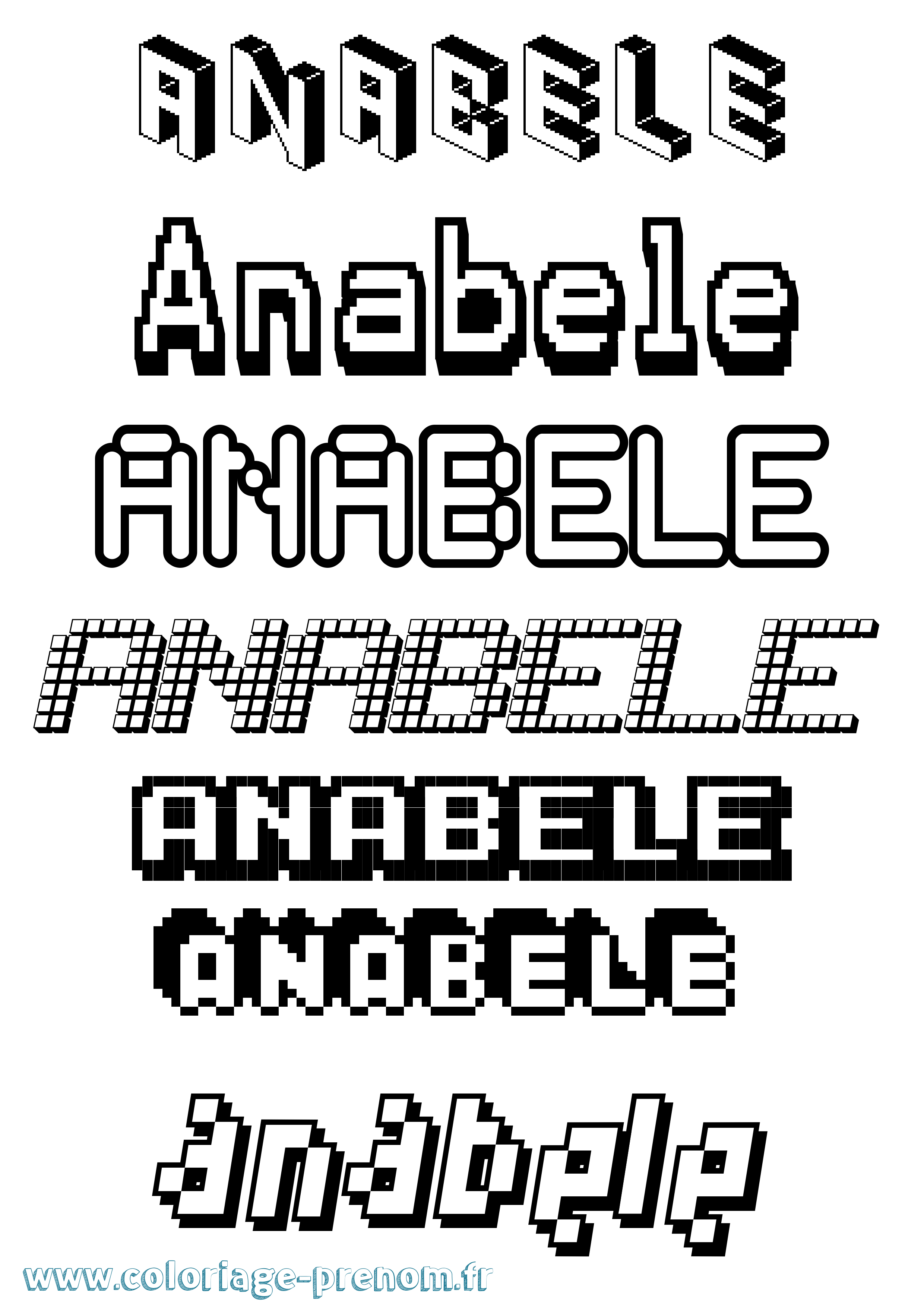 Coloriage prénom Anabele Pixel