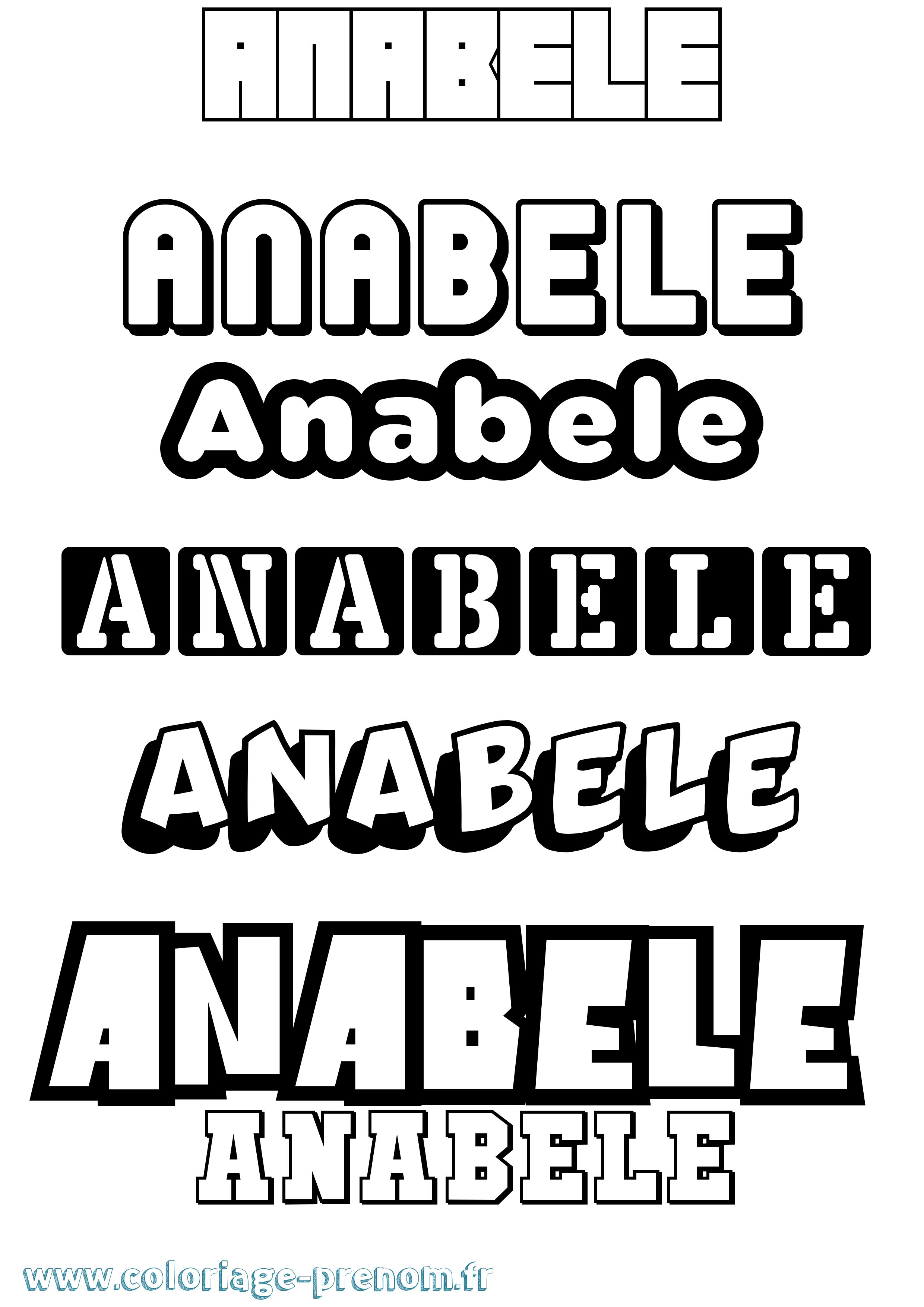 Coloriage prénom Anabele Simple