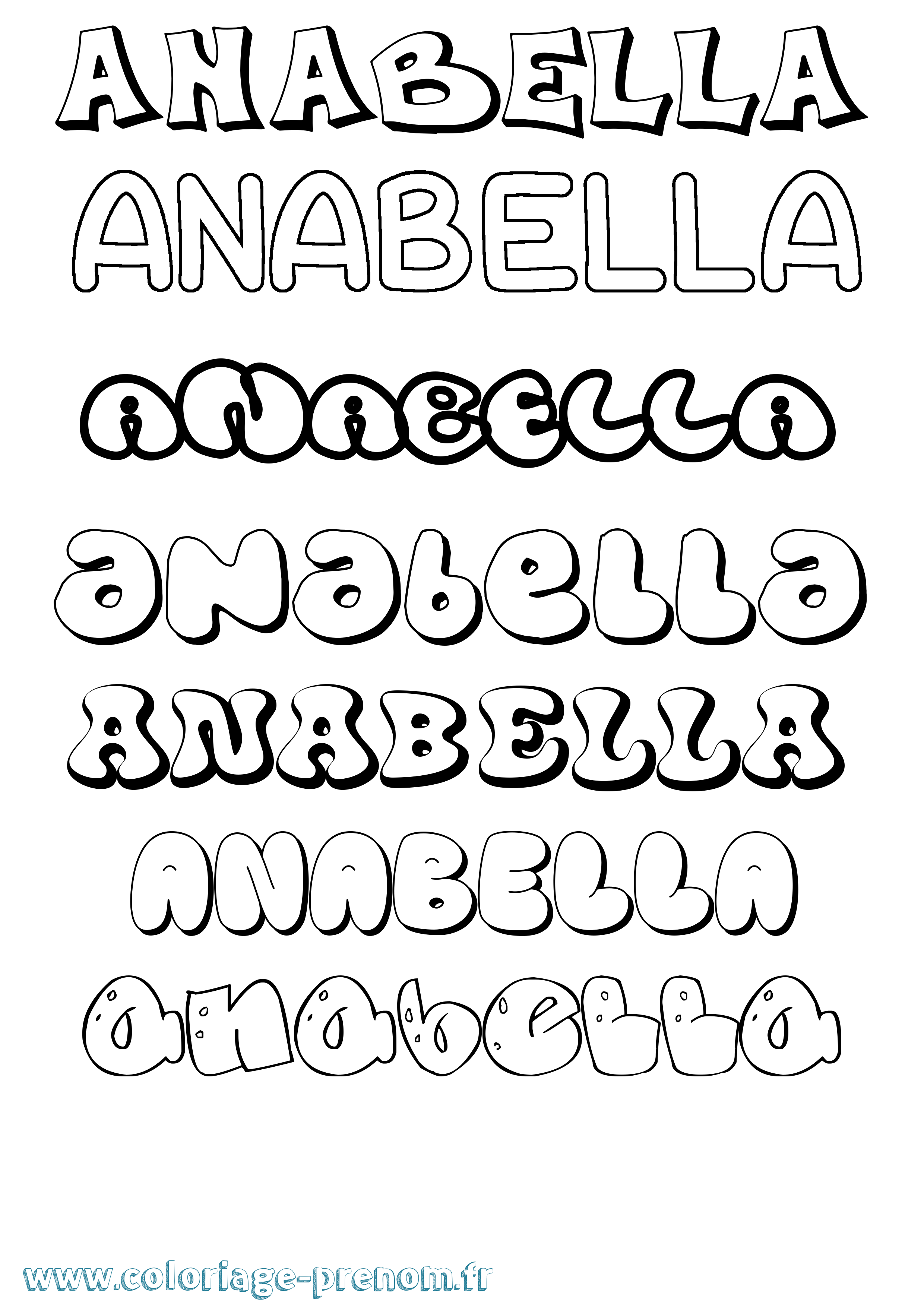 Coloriage prénom Anabella Bubble