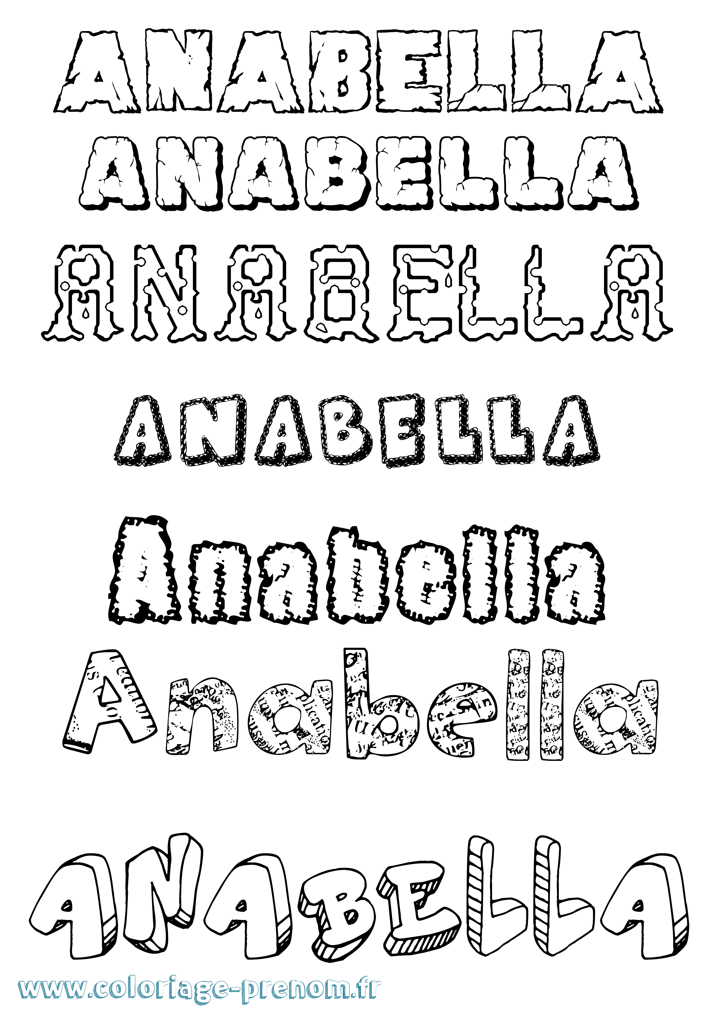 Coloriage prénom Anabella Destructuré