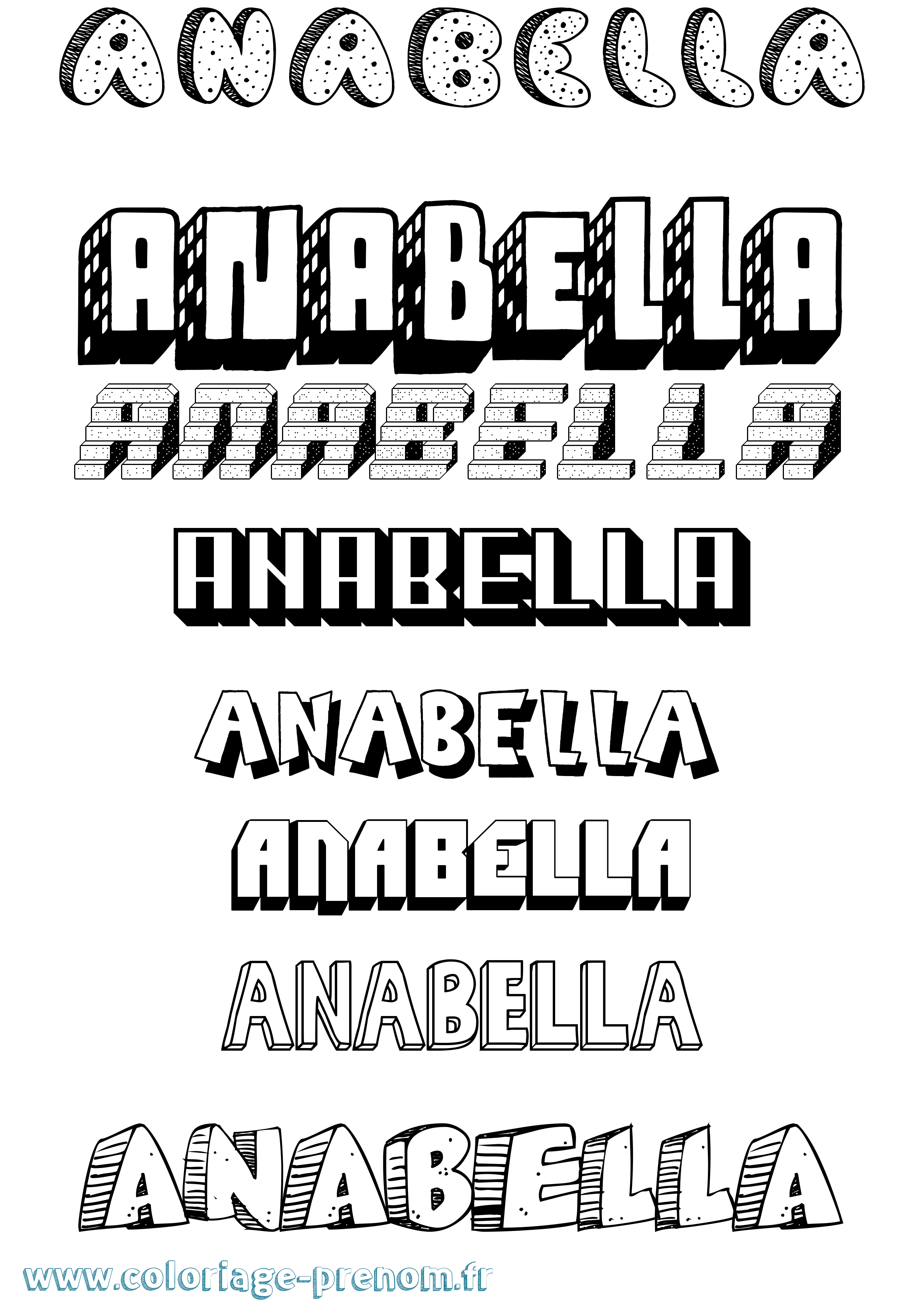 Coloriage prénom Anabella Effet 3D