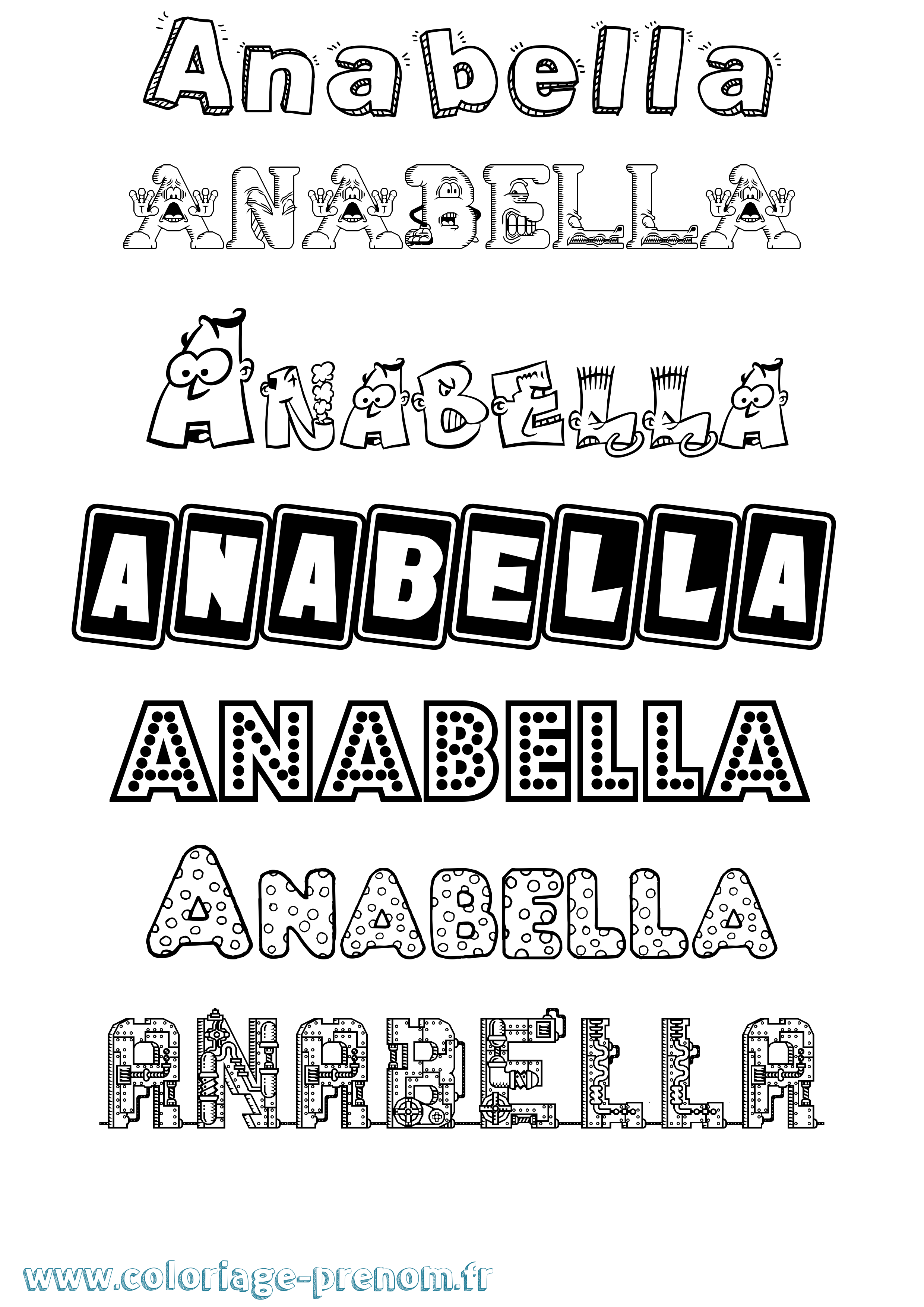 Coloriage prénom Anabella Fun