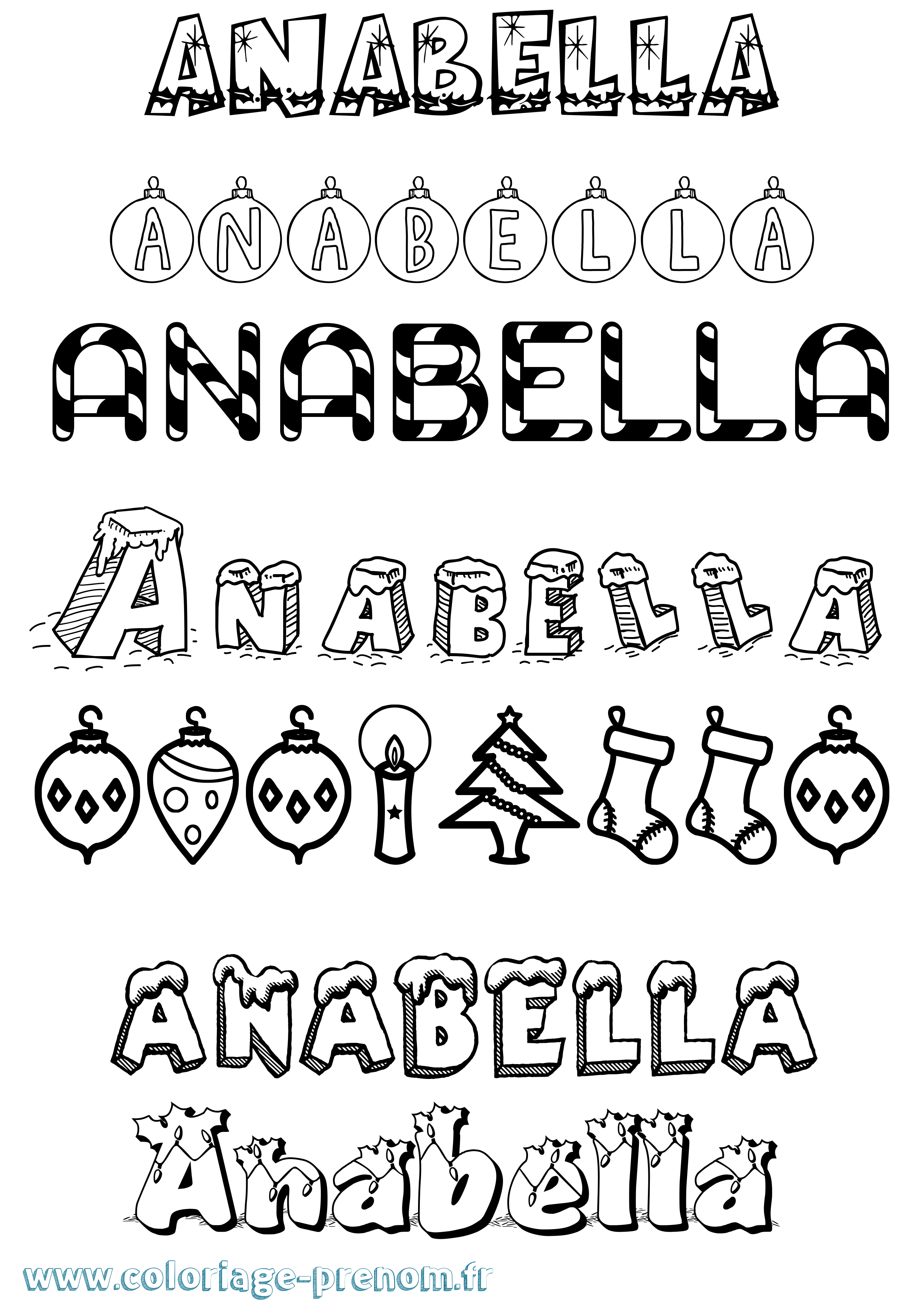 Coloriage prénom Anabella Noël