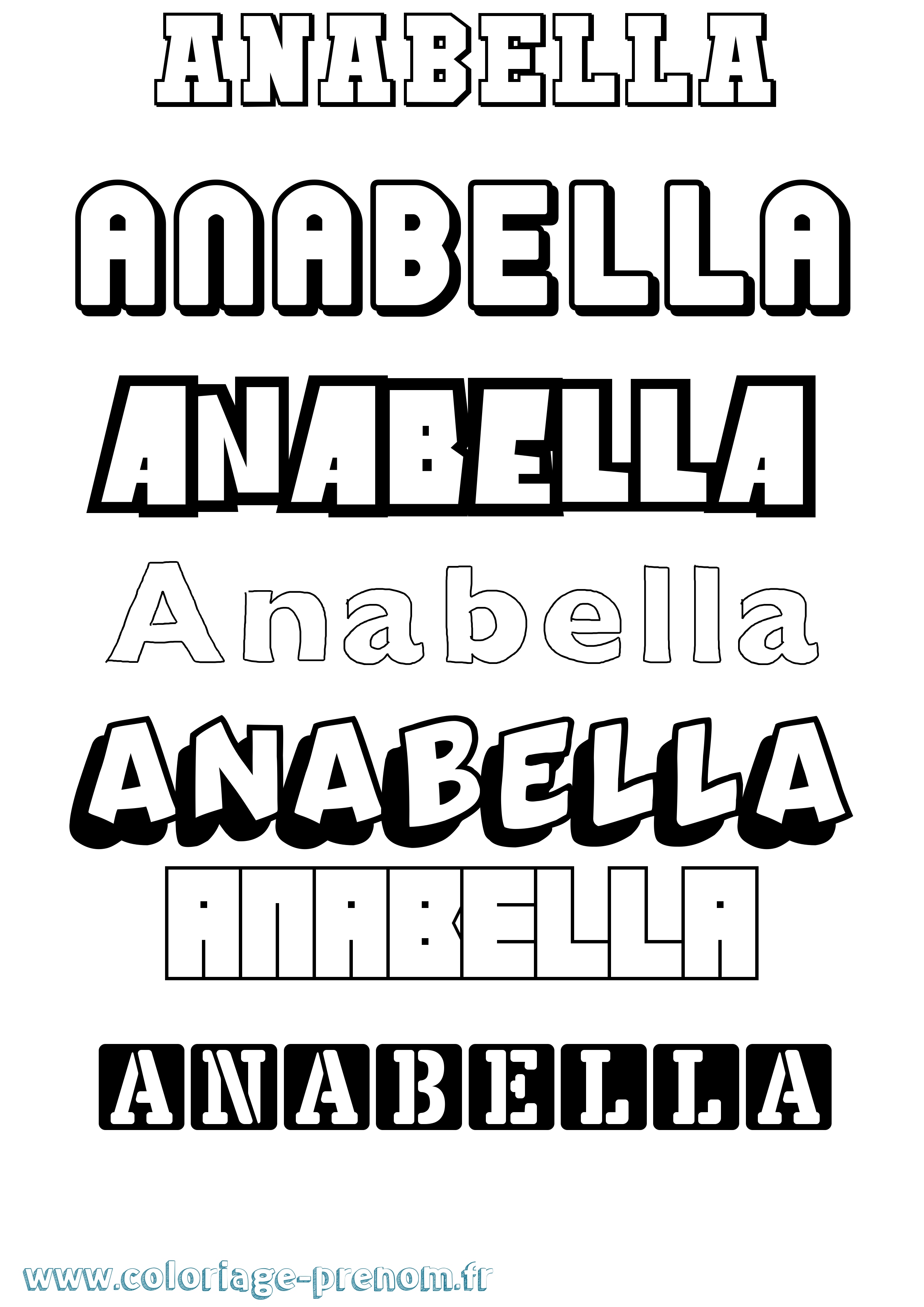 Coloriage prénom Anabella Simple