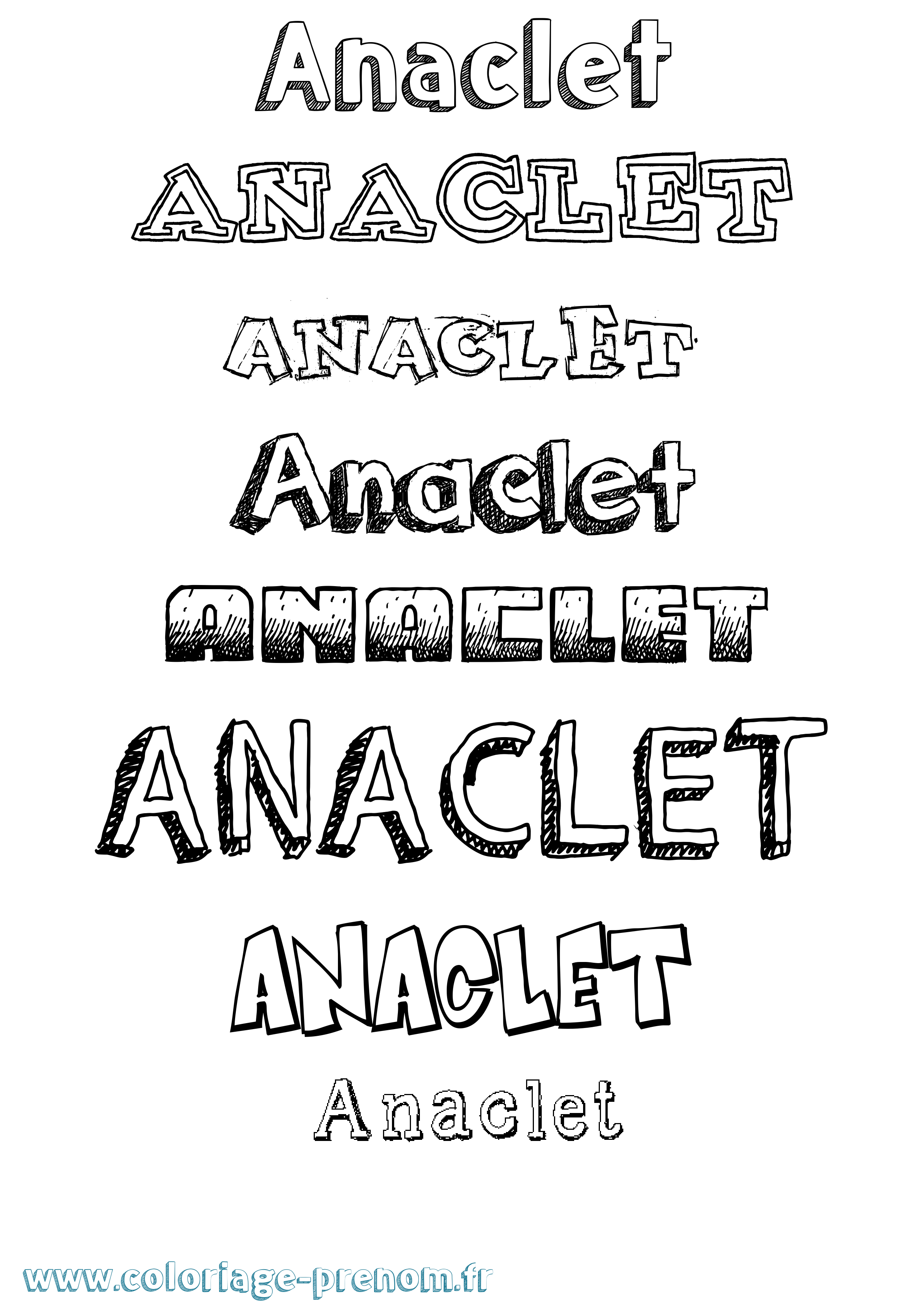 Coloriage prénom Anaclet Dessiné