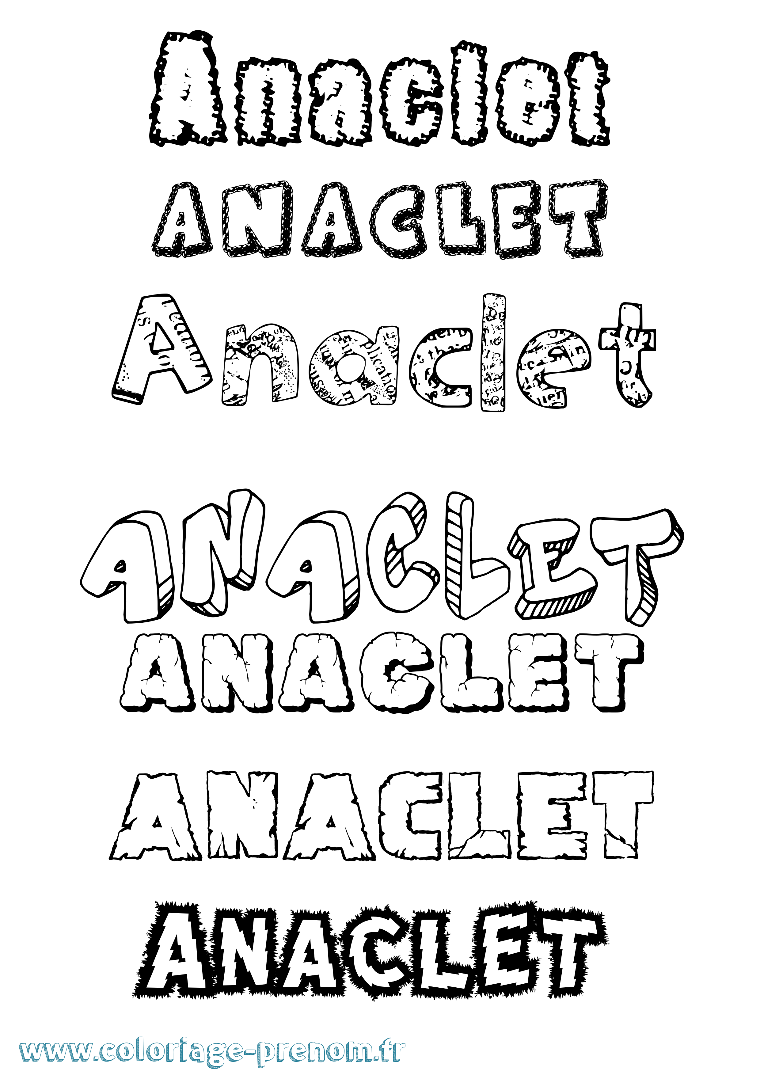 Coloriage prénom Anaclet Destructuré