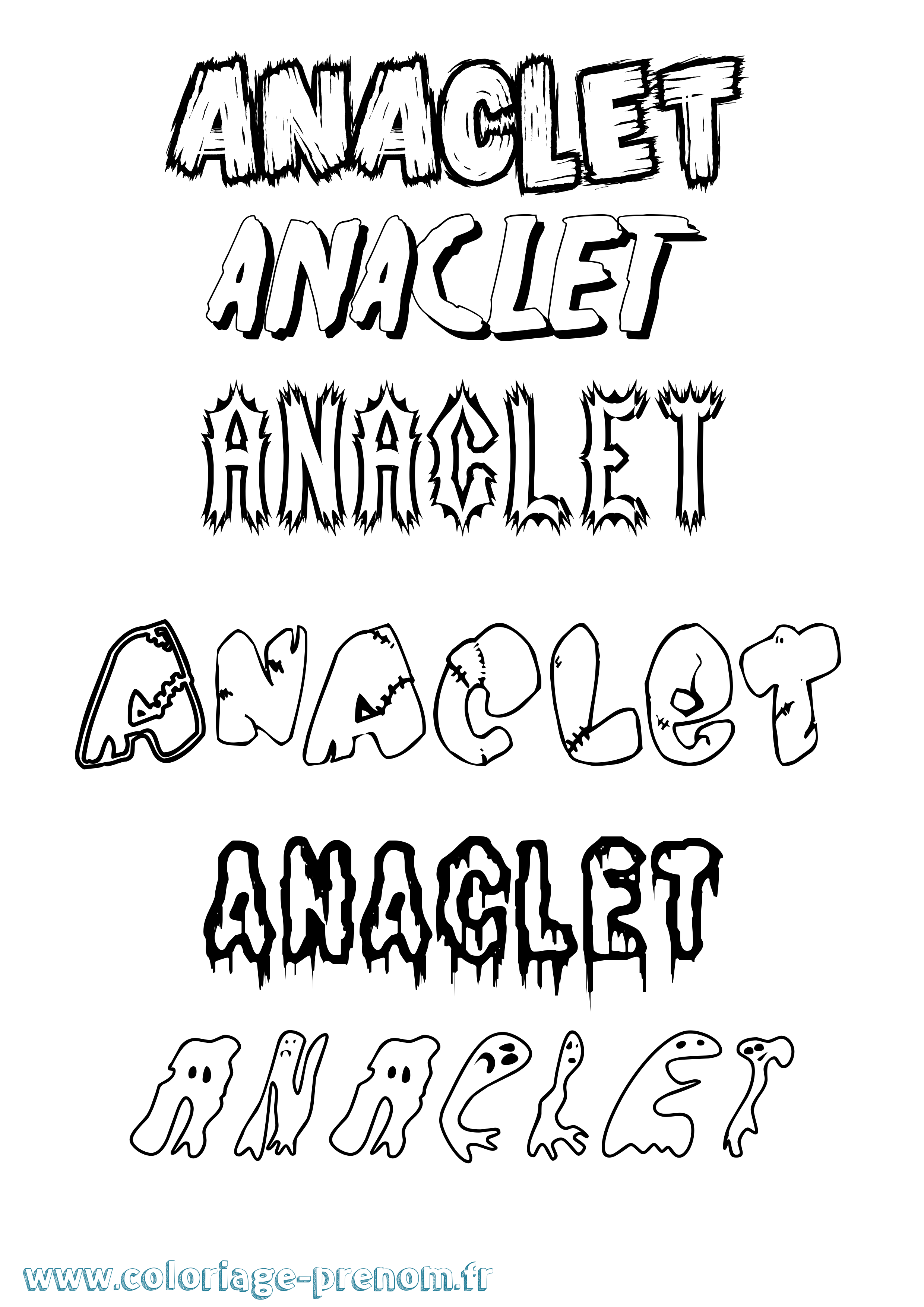 Coloriage prénom Anaclet Frisson