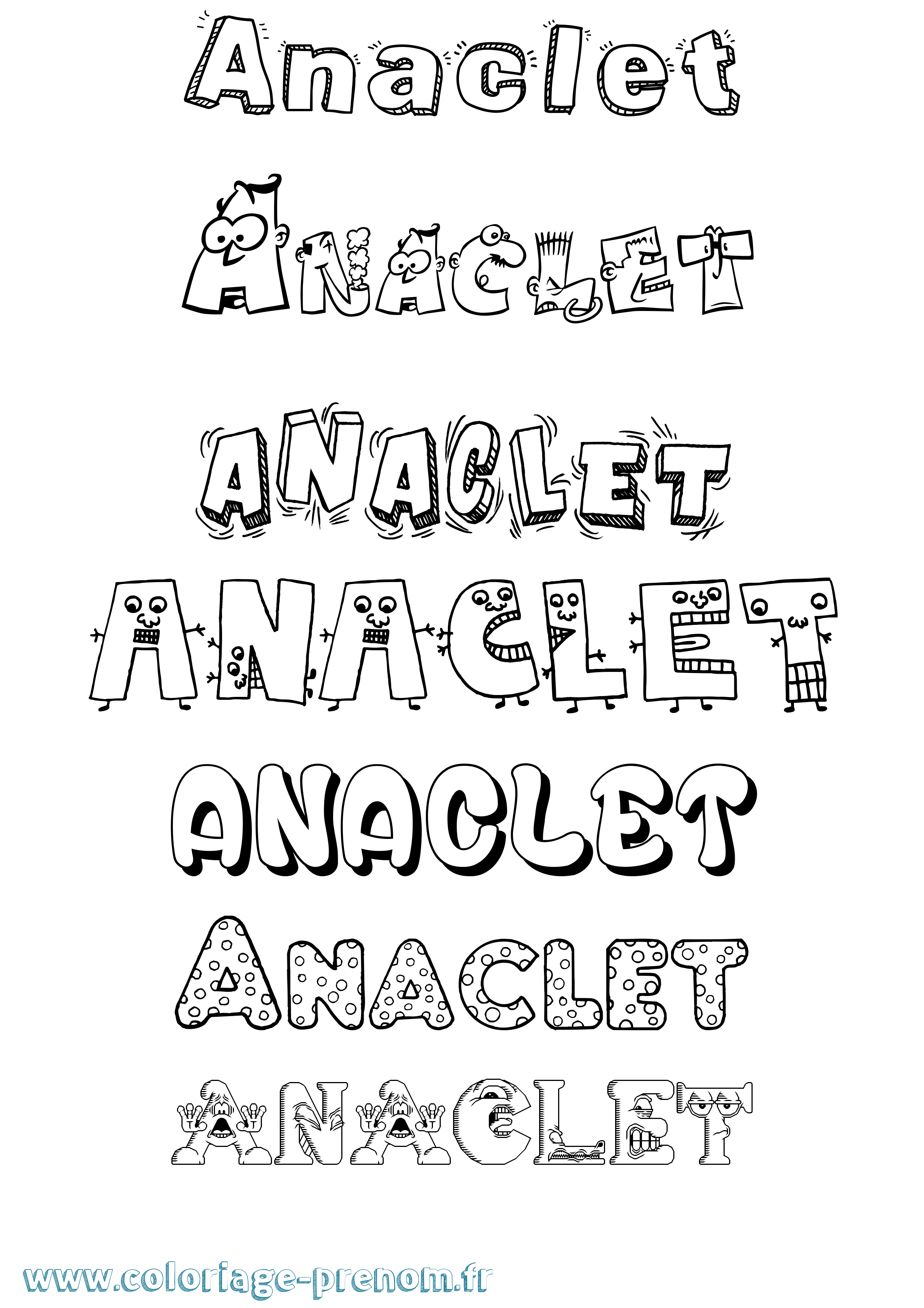 Coloriage prénom Anaclet Fun