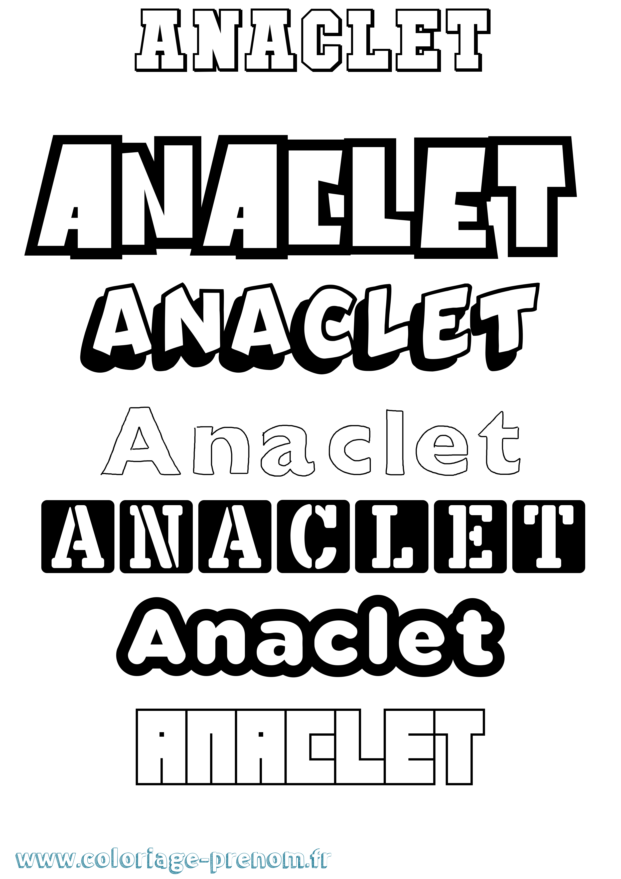 Coloriage prénom Anaclet Simple