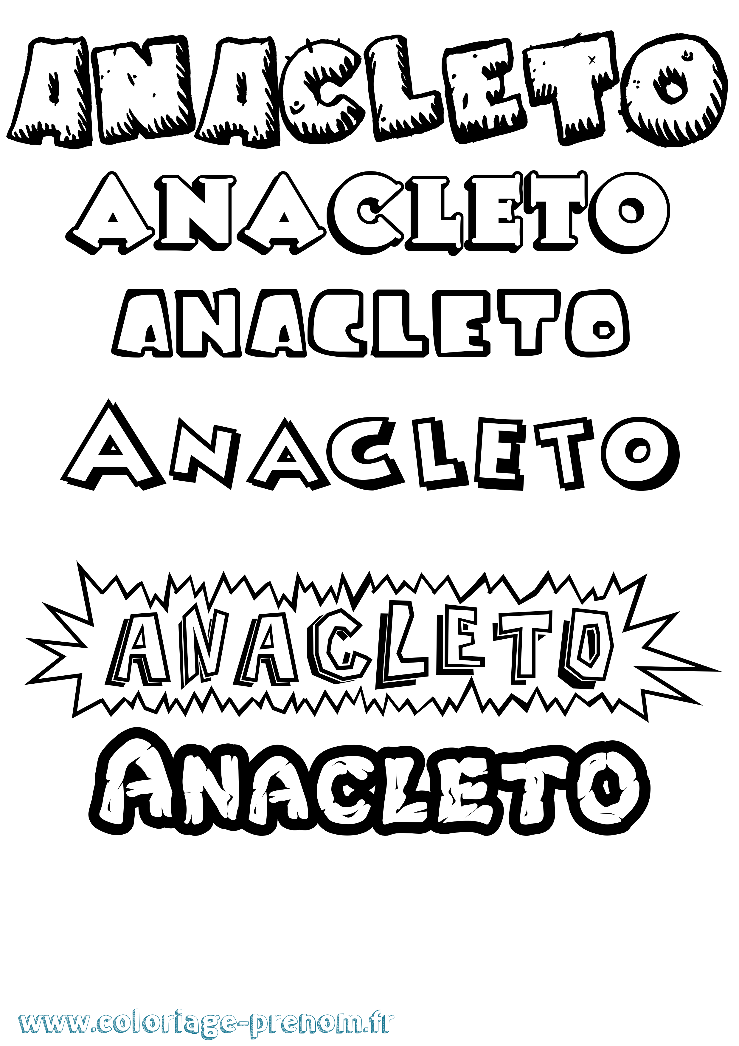 Coloriage prénom Anacleto Dessin Animé
