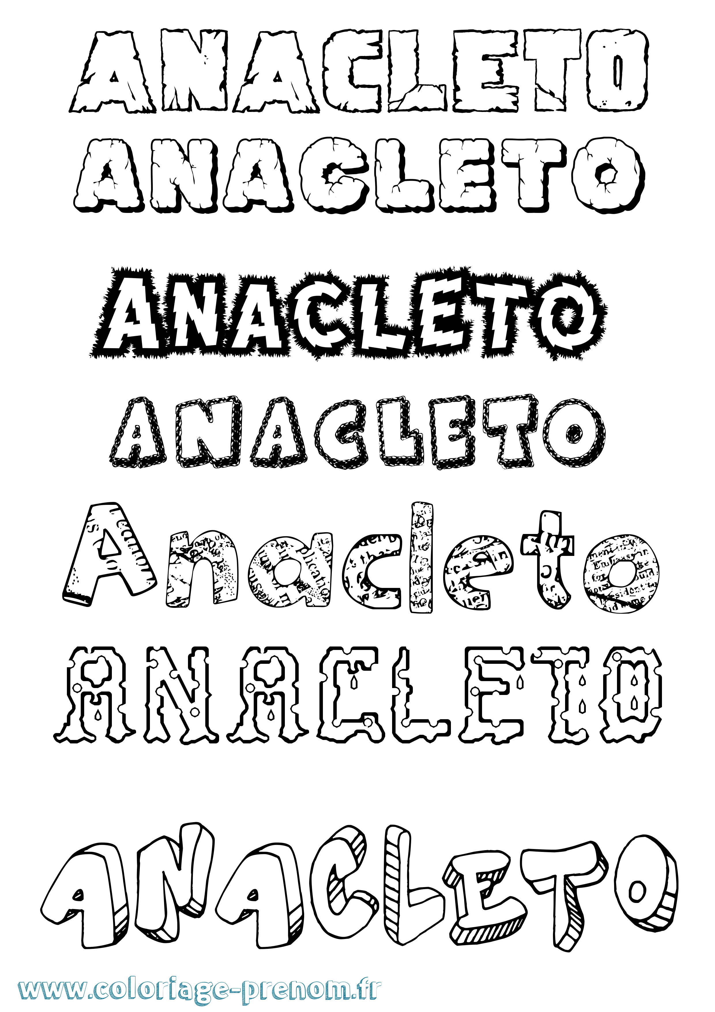 Coloriage prénom Anacleto Destructuré