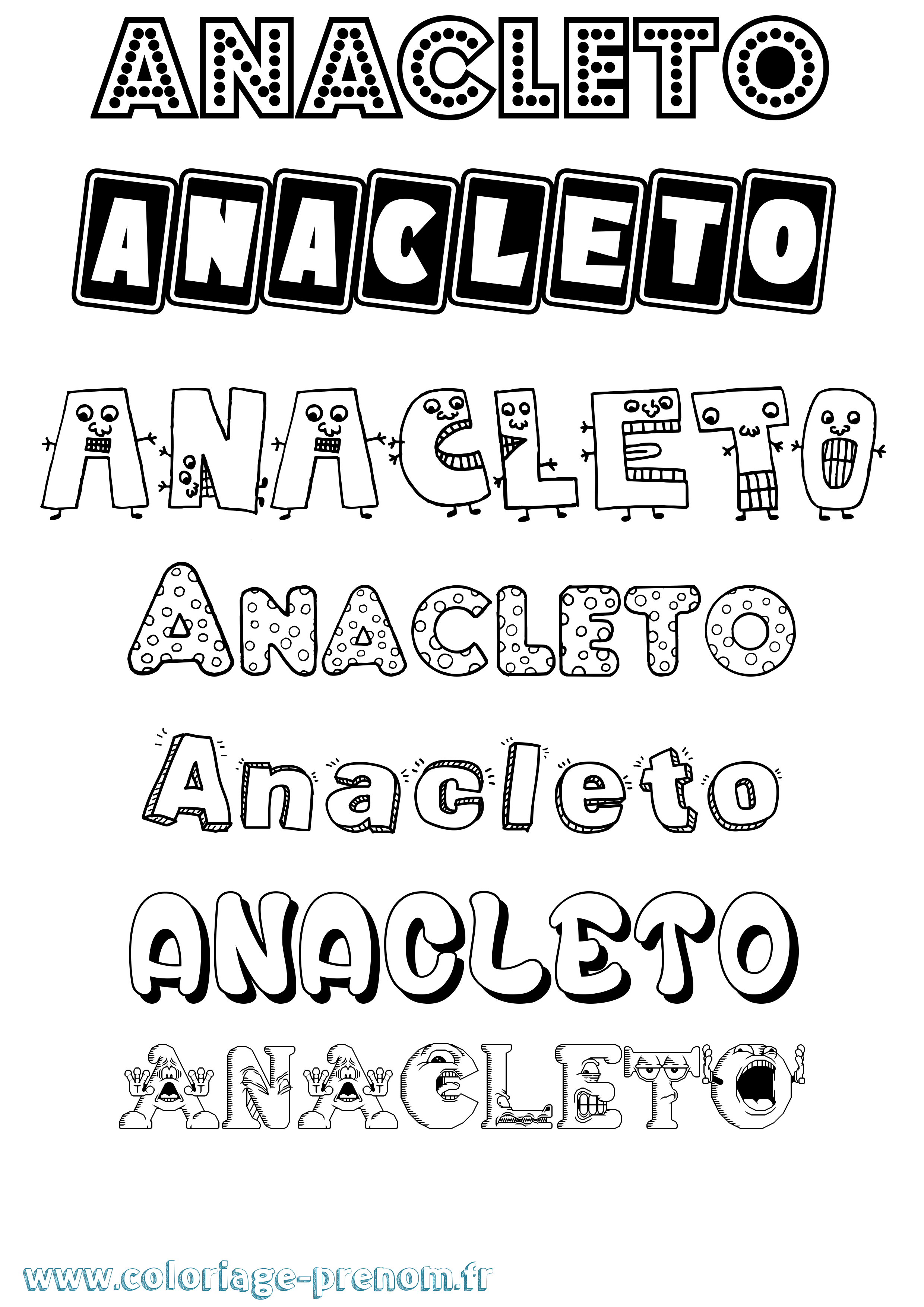 Coloriage prénom Anacleto Fun