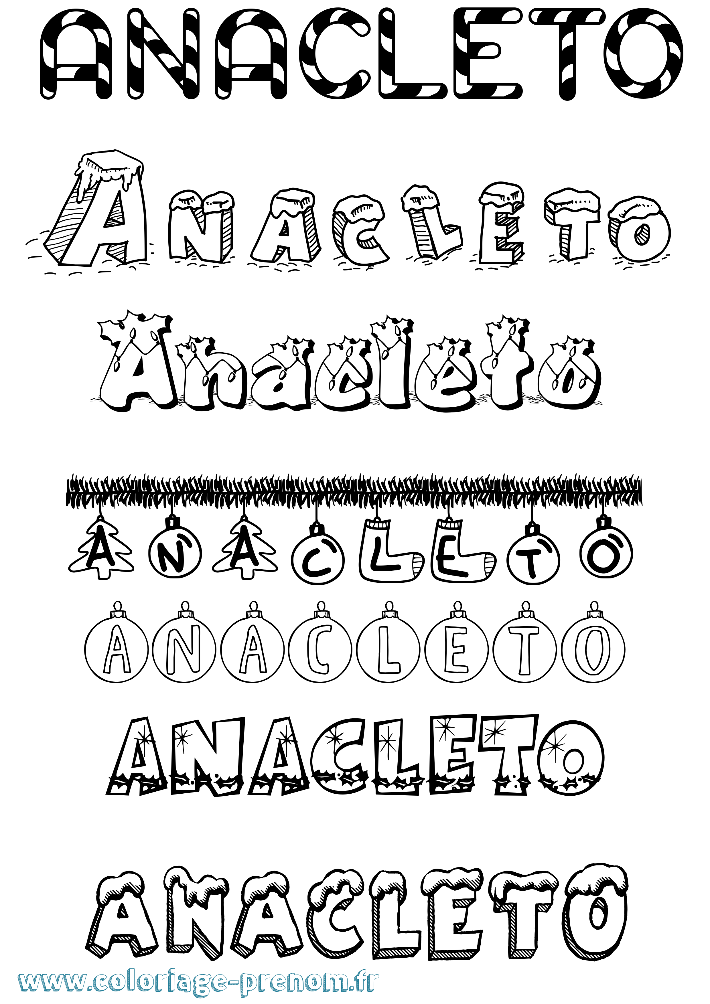 Coloriage prénom Anacleto Noël