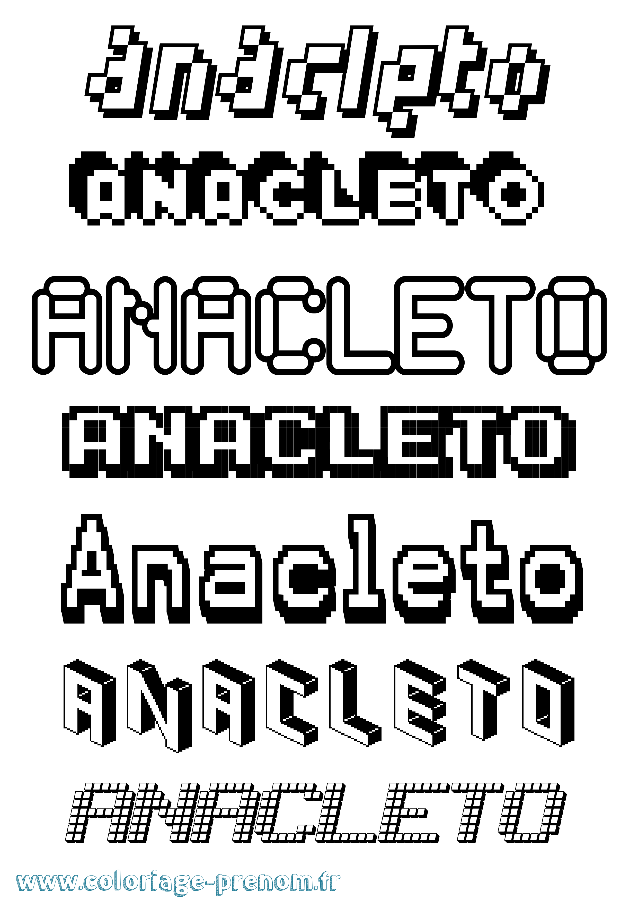 Coloriage prénom Anacleto Pixel