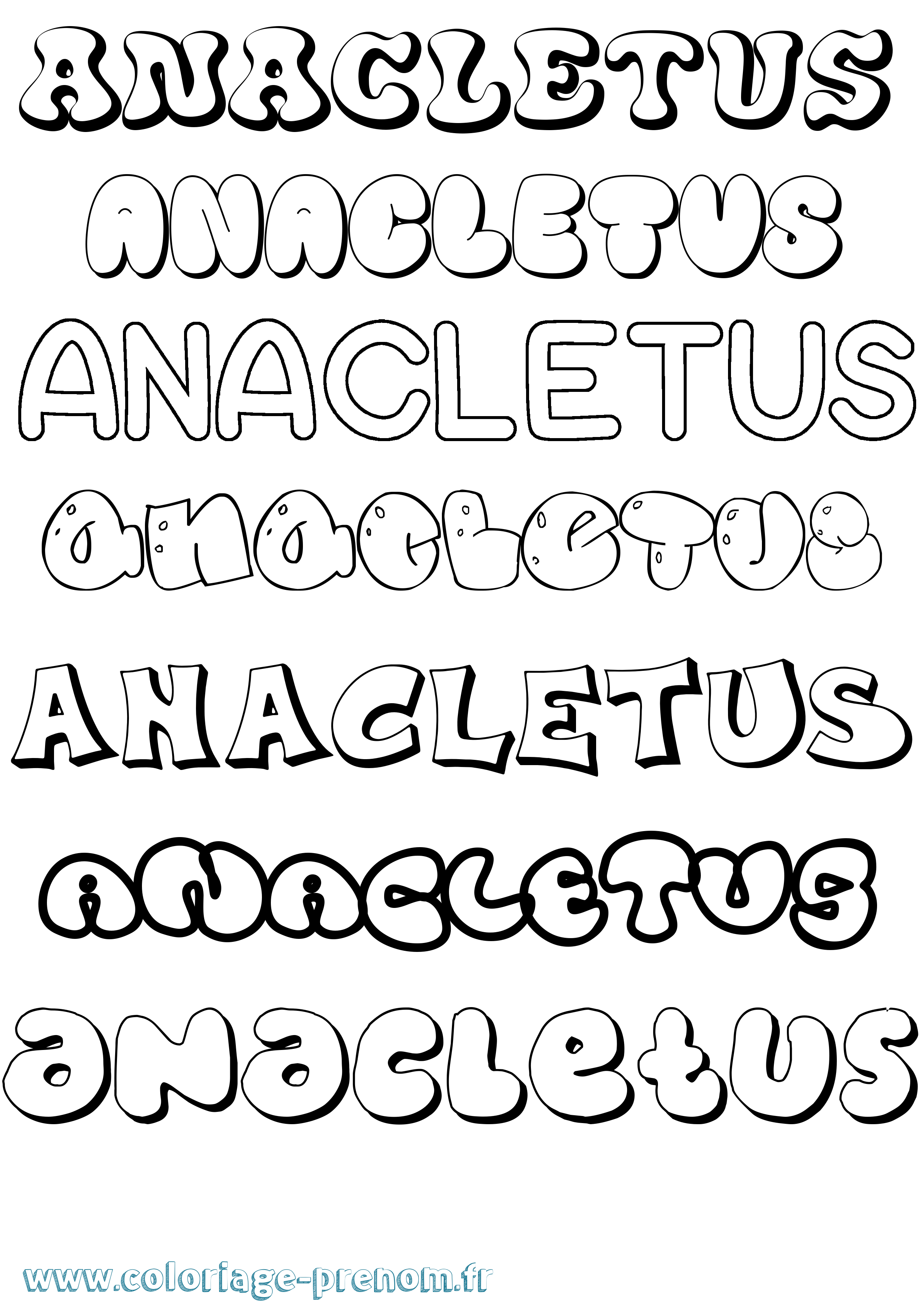 Coloriage prénom Anacletus Bubble