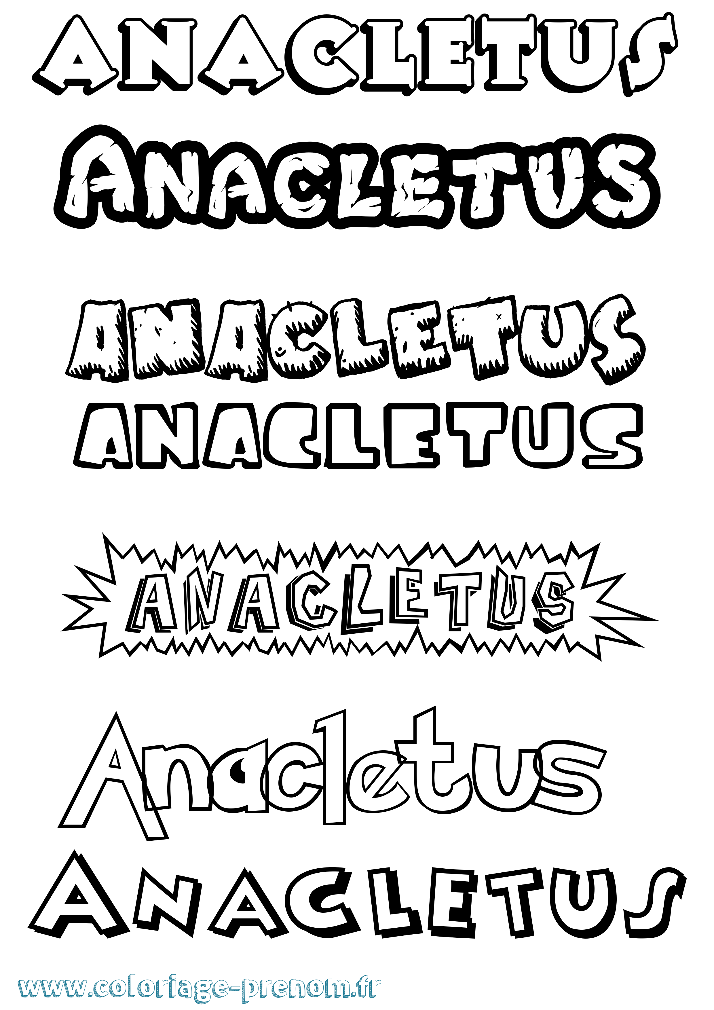 Coloriage prénom Anacletus Dessin Animé