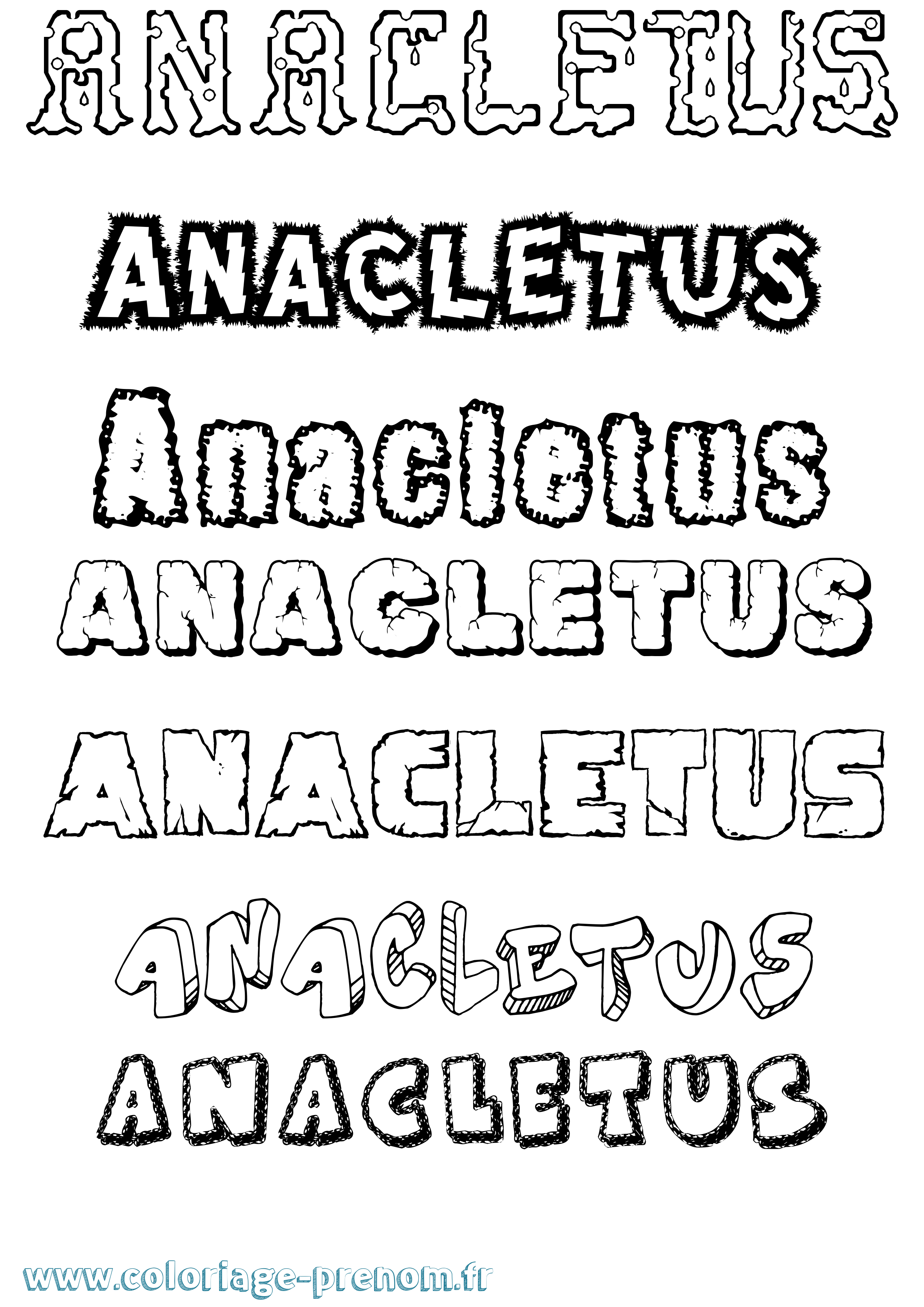 Coloriage prénom Anacletus Destructuré