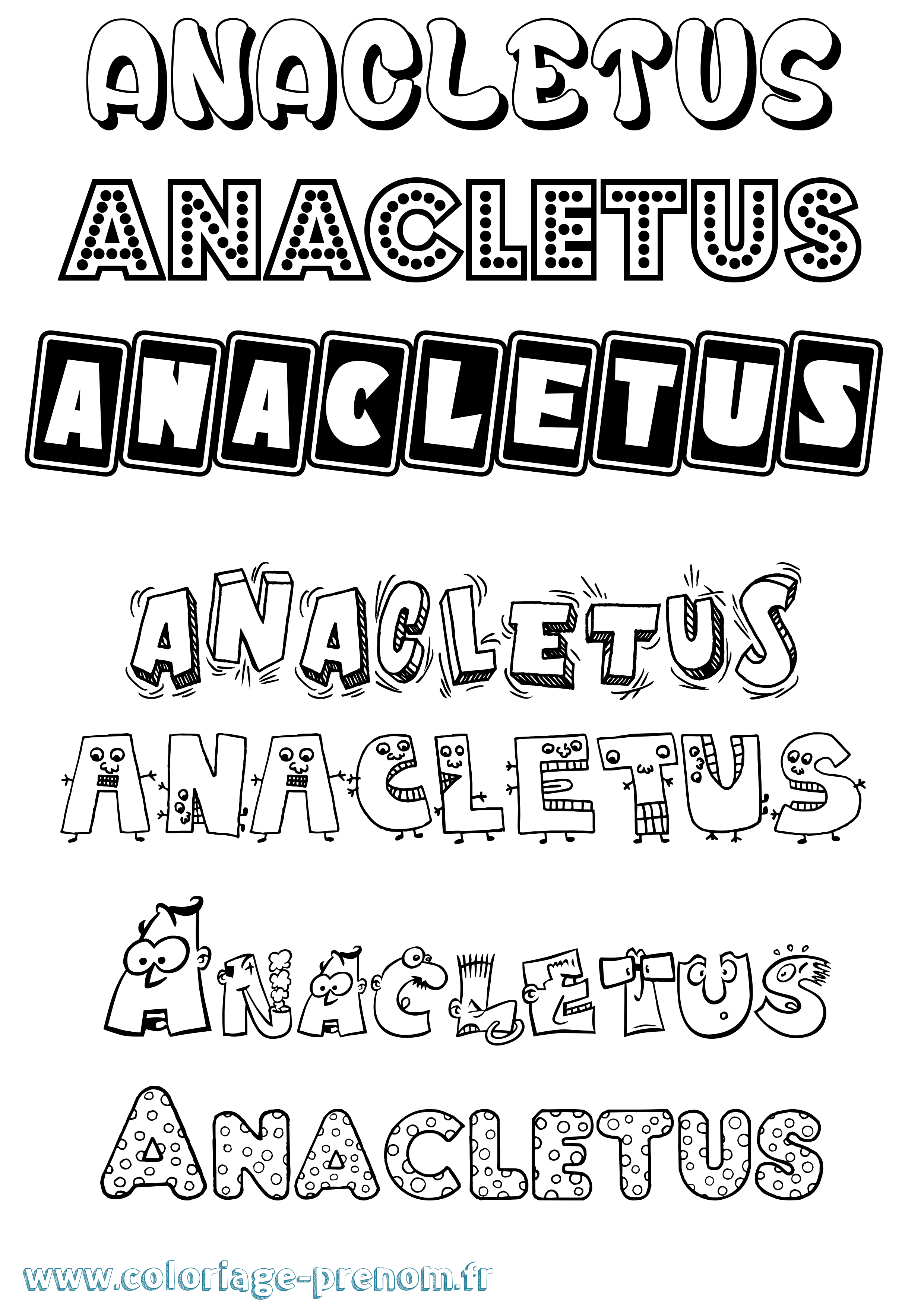 Coloriage prénom Anacletus Fun