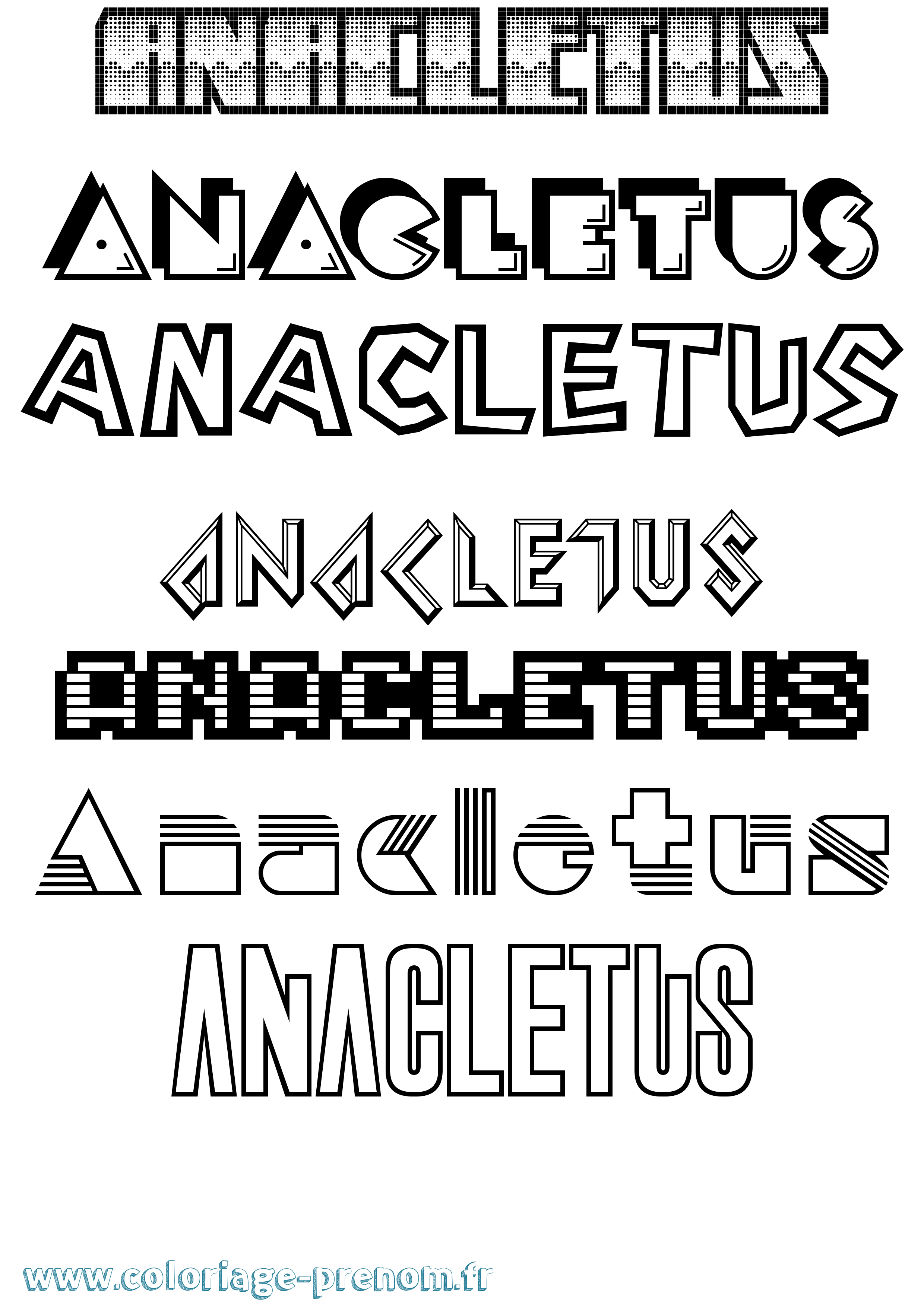 Coloriage prénom Anacletus Jeux Vidéos