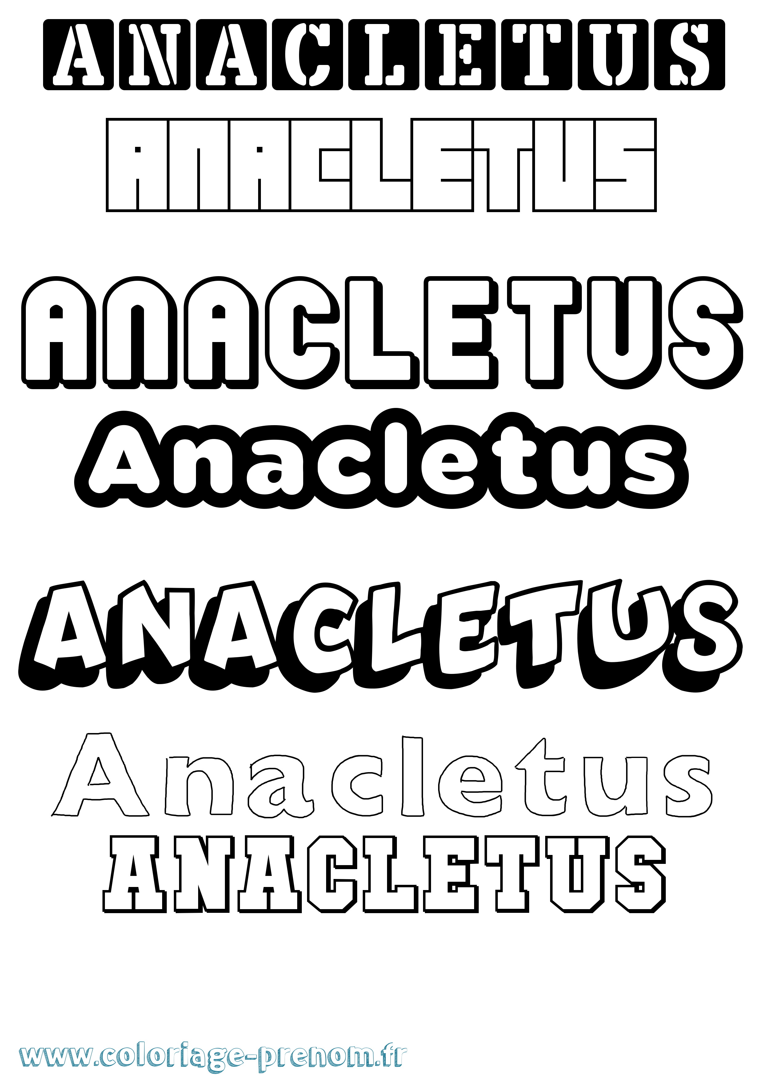 Coloriage prénom Anacletus Simple