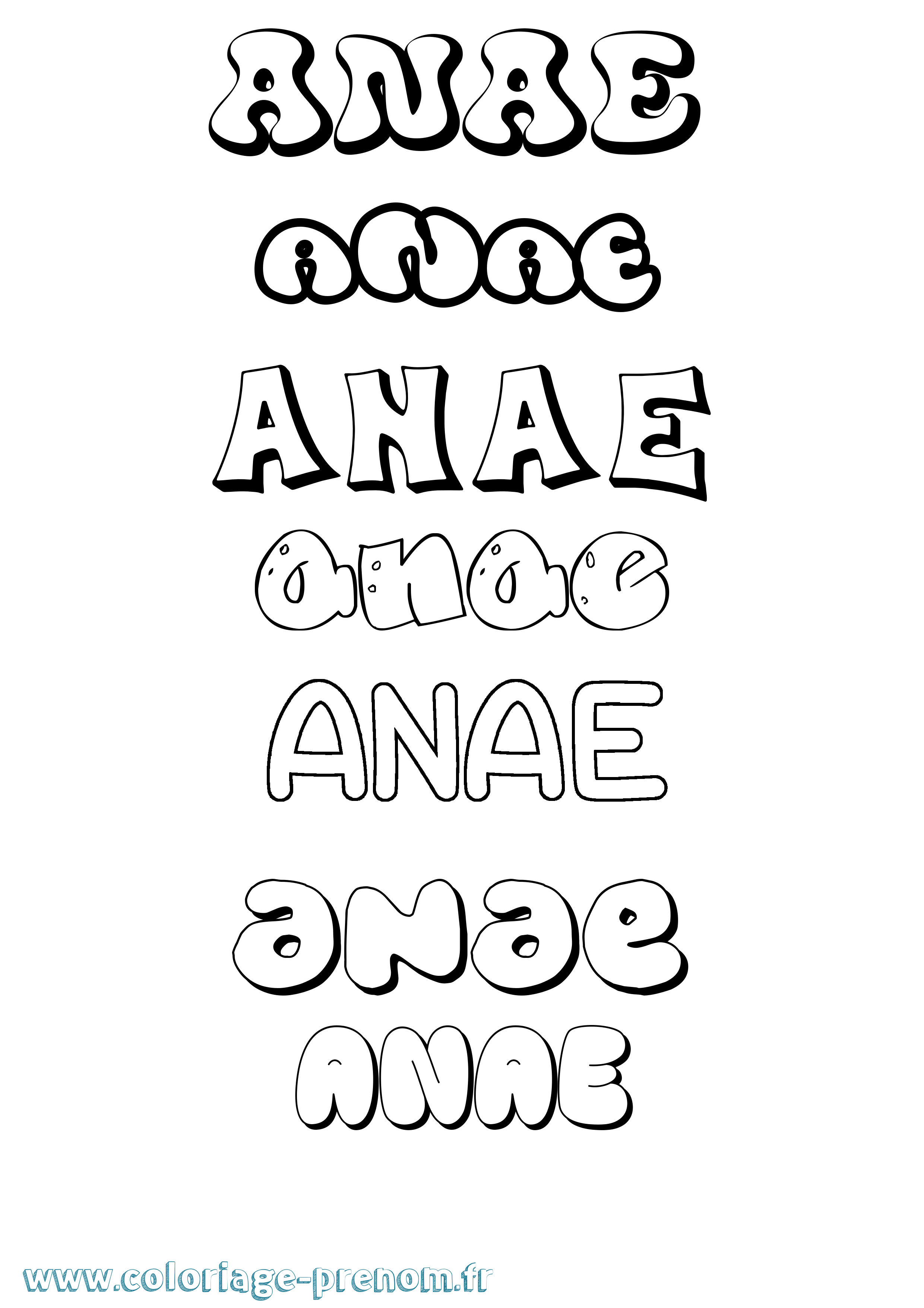 Coloriage Anae Bubble Coloriage prénom Anae Bubble