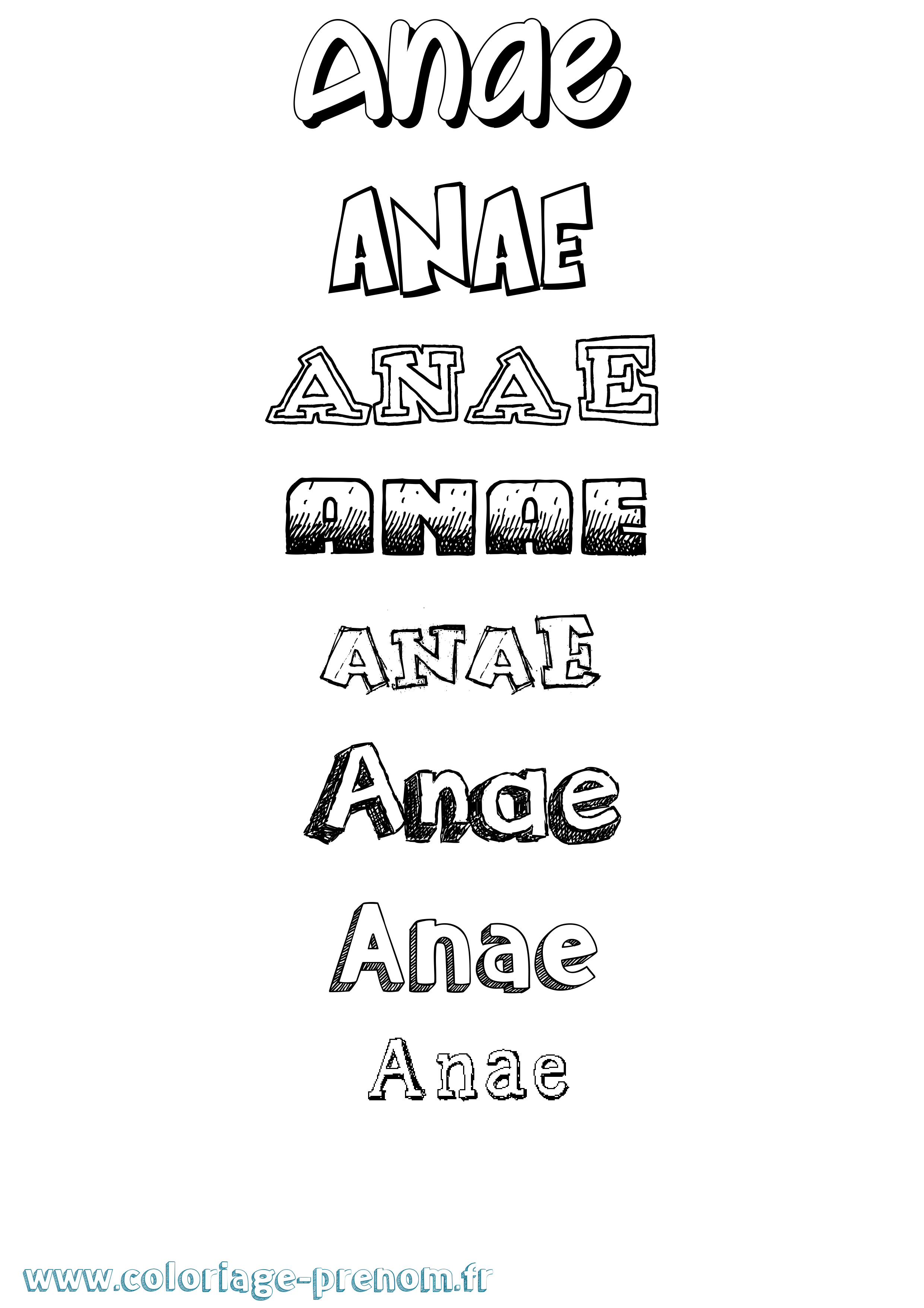 Coloriage prénom Anae Dessiné