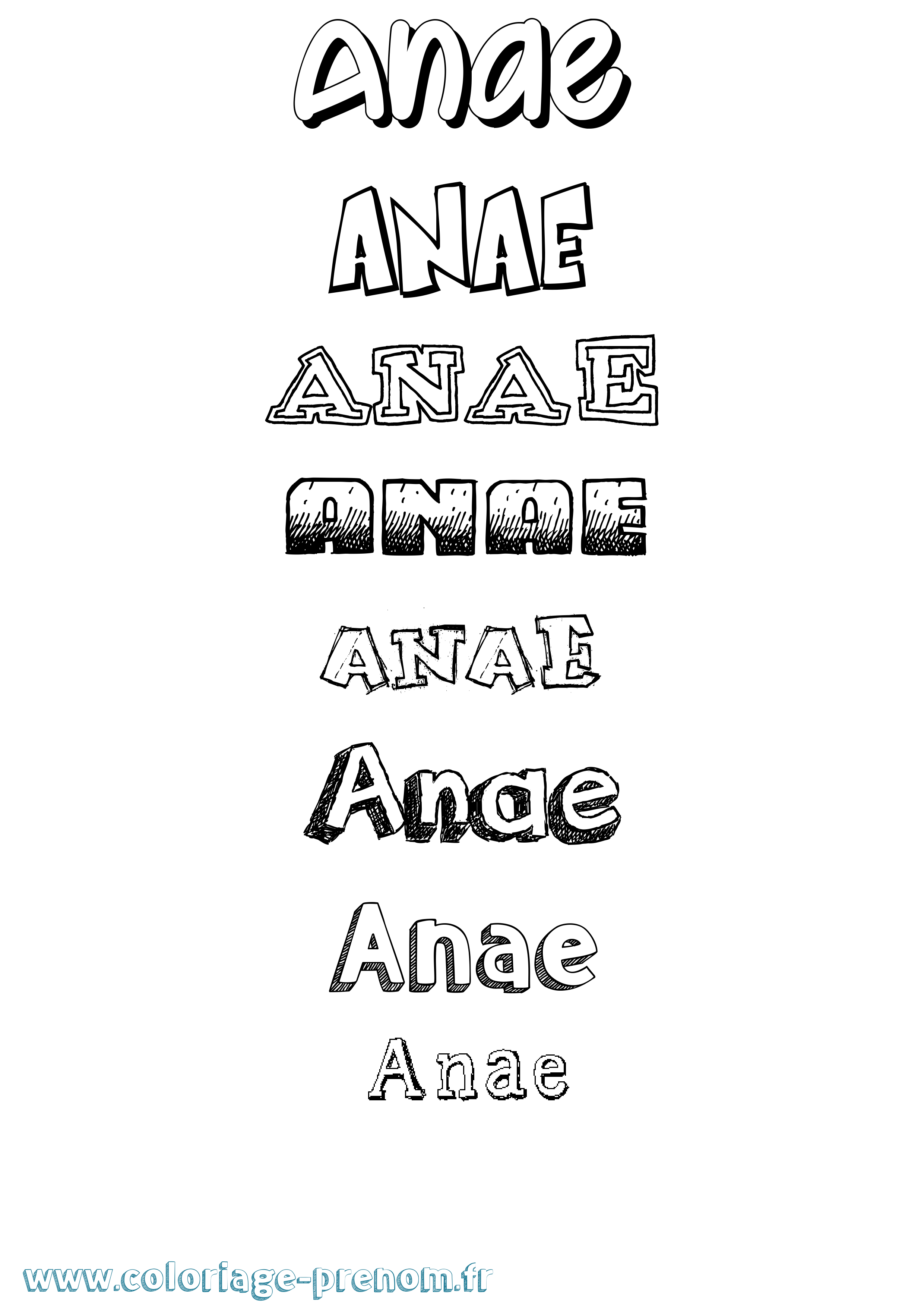 Coloriage Anae Dessiné Coloriage prénom Anae Dessiné
