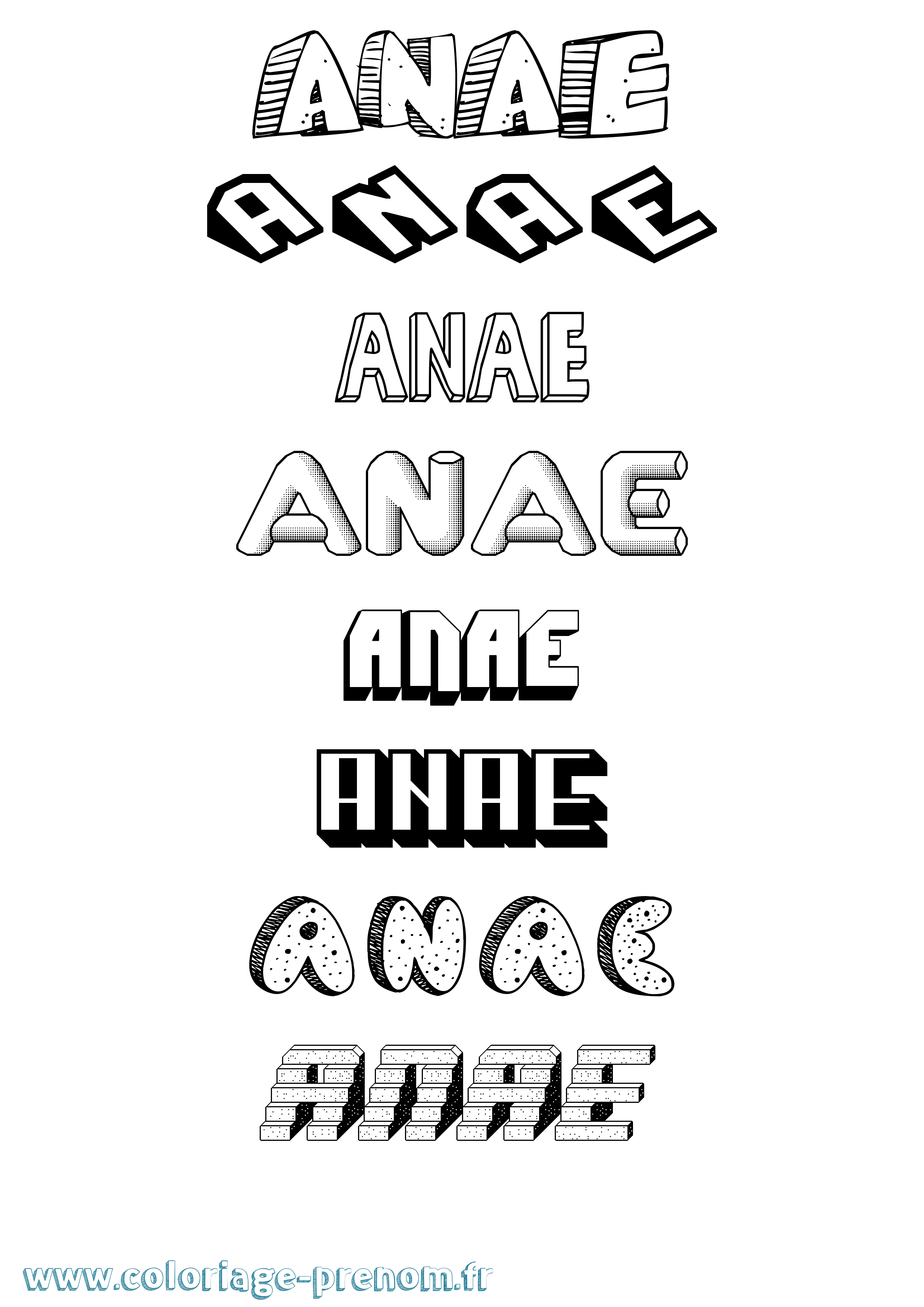 Coloriage Anae Effet 3D Coloriage prénom Anae Effet 3D