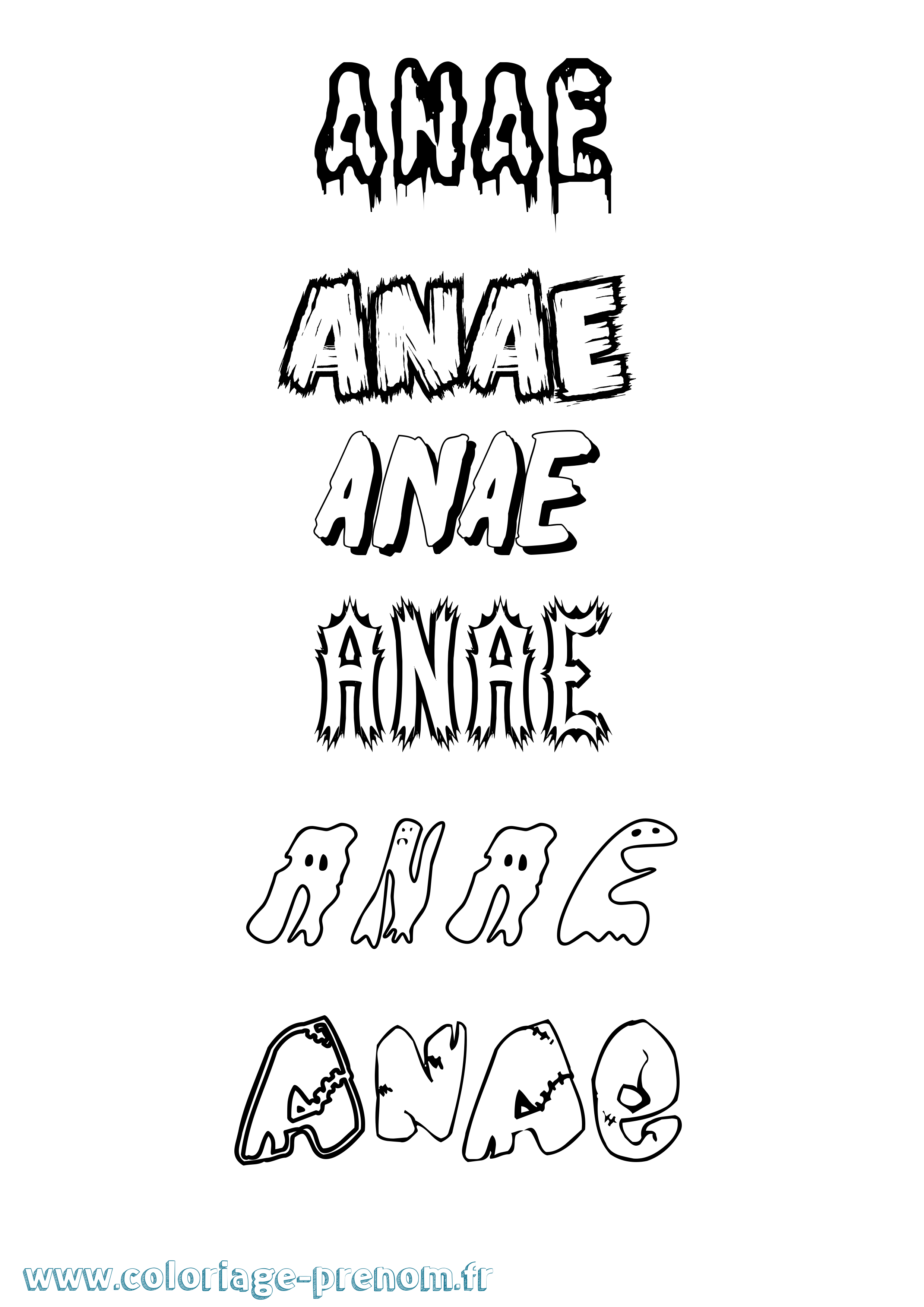 Coloriage Anae Frisson Coloriage prénom Anae Frisson