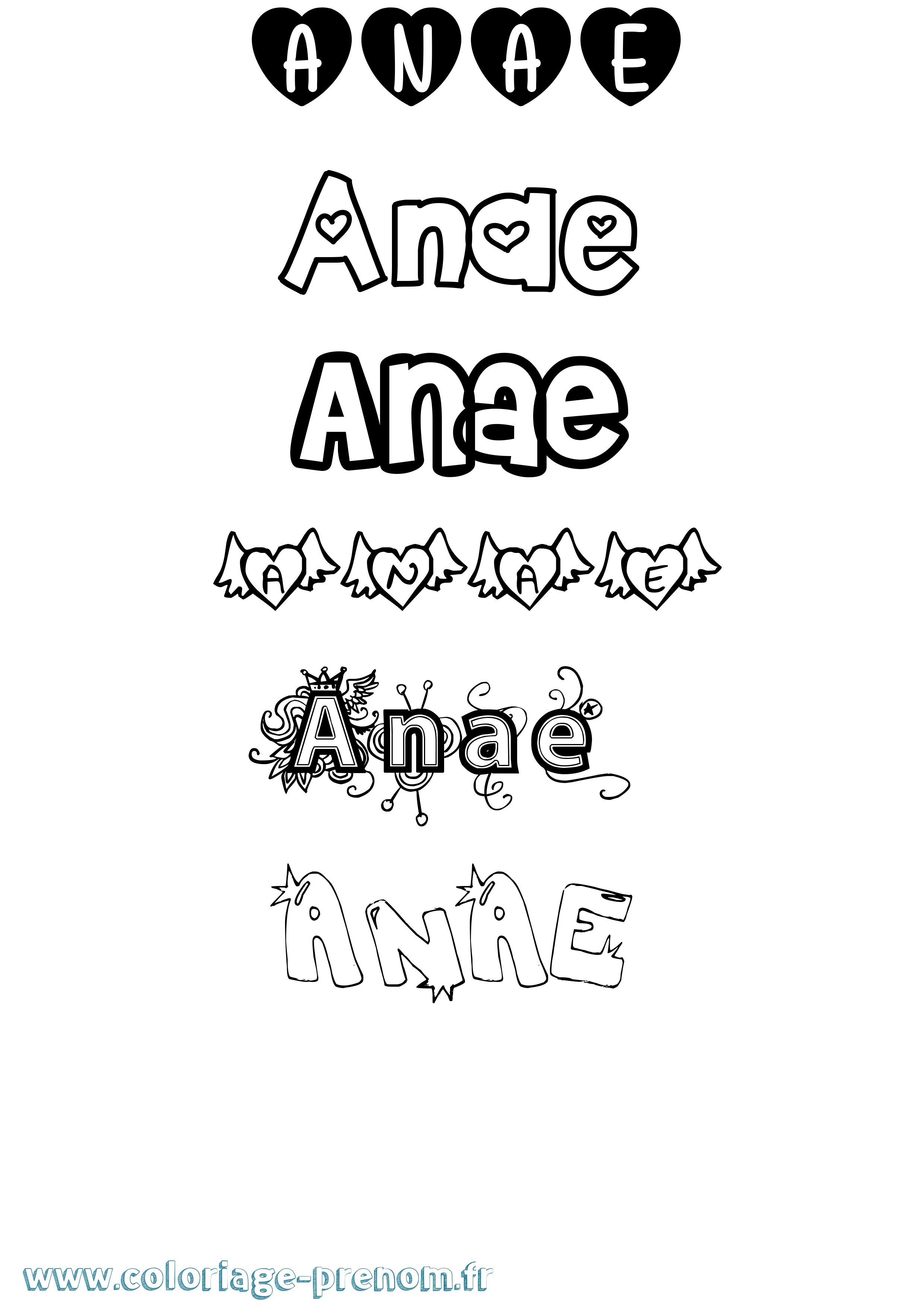 Coloriage Anae Girly Coloriage prénom Anae Girly