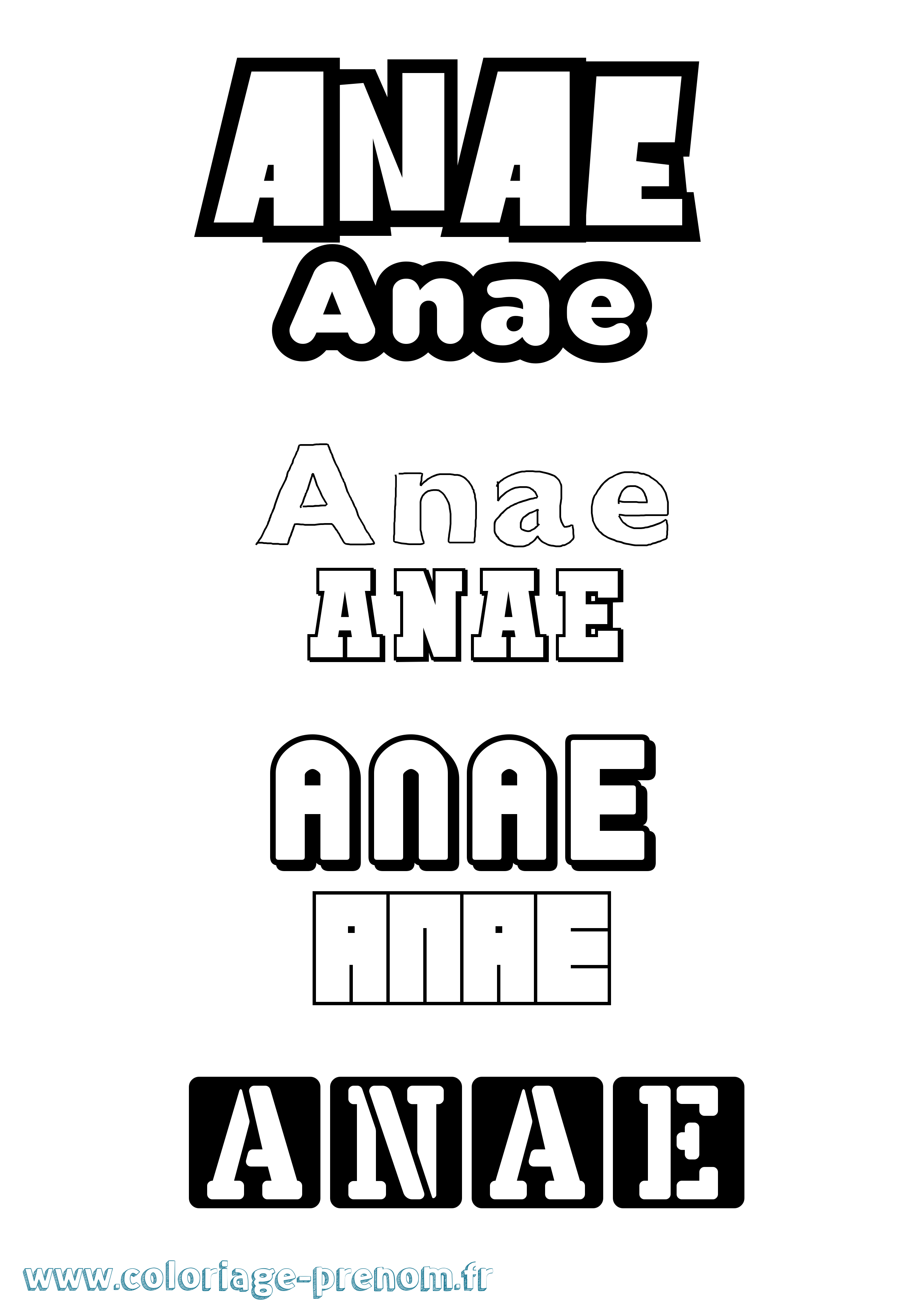Coloriage prénom Anae Simple