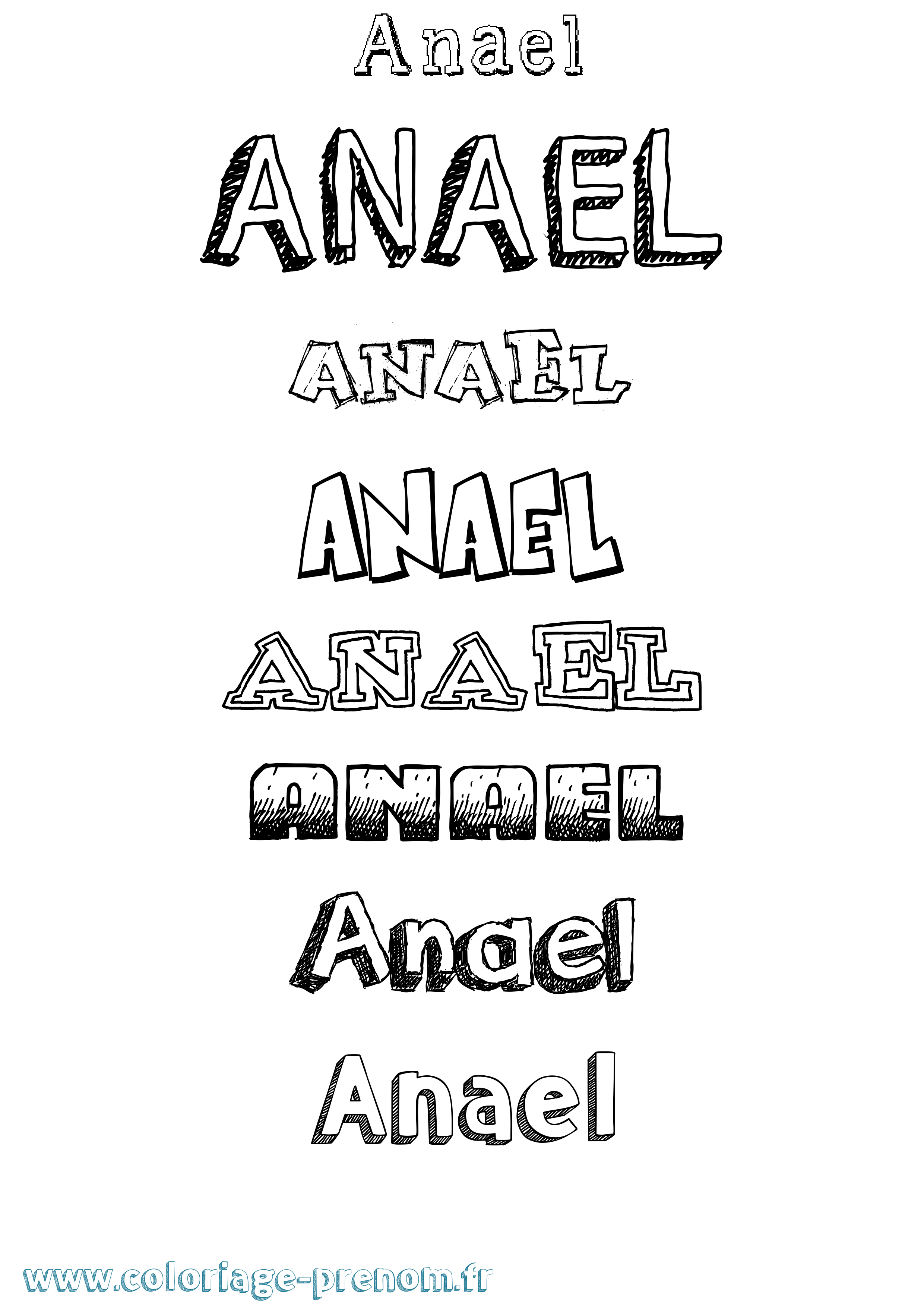 Coloriage prénom Anael Dessiné