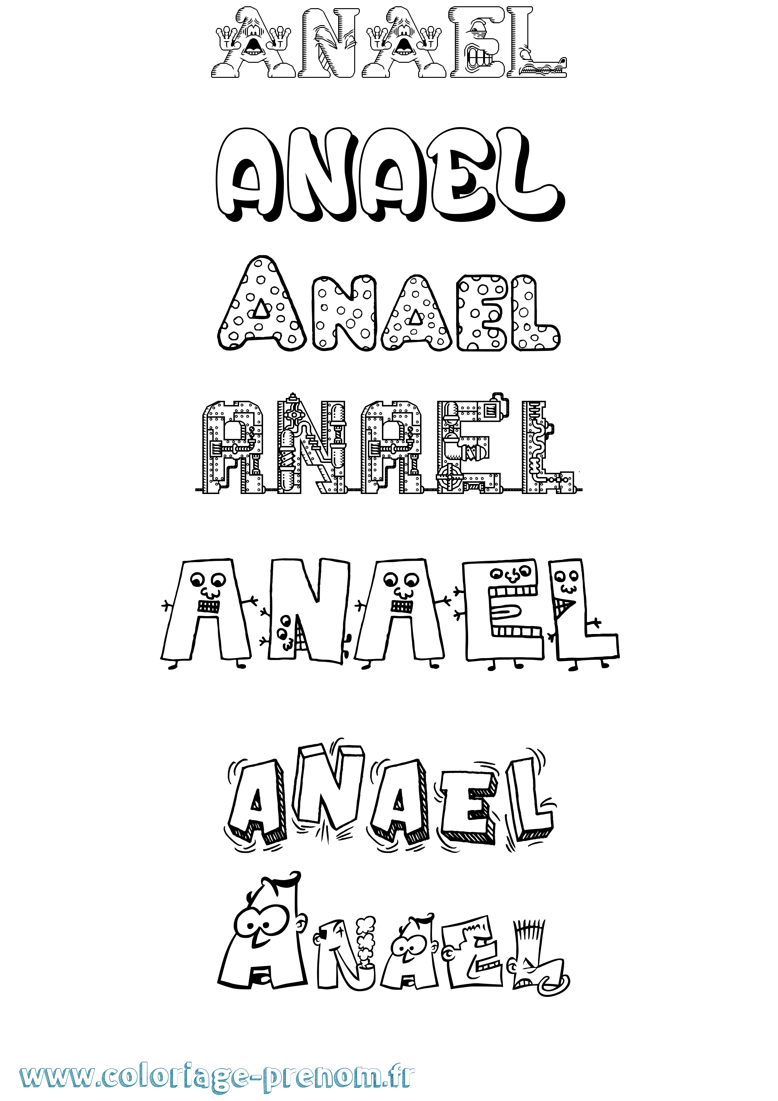 Coloriage Anael Coloriage prénom Anael